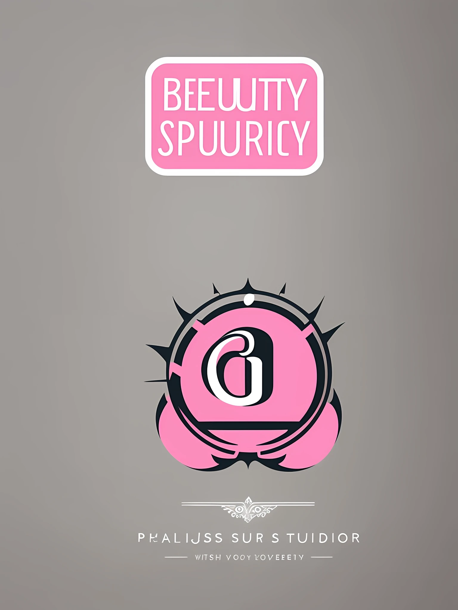 Beauty studio logo with girl and lettering, powder pink colors, gray color, concise design
