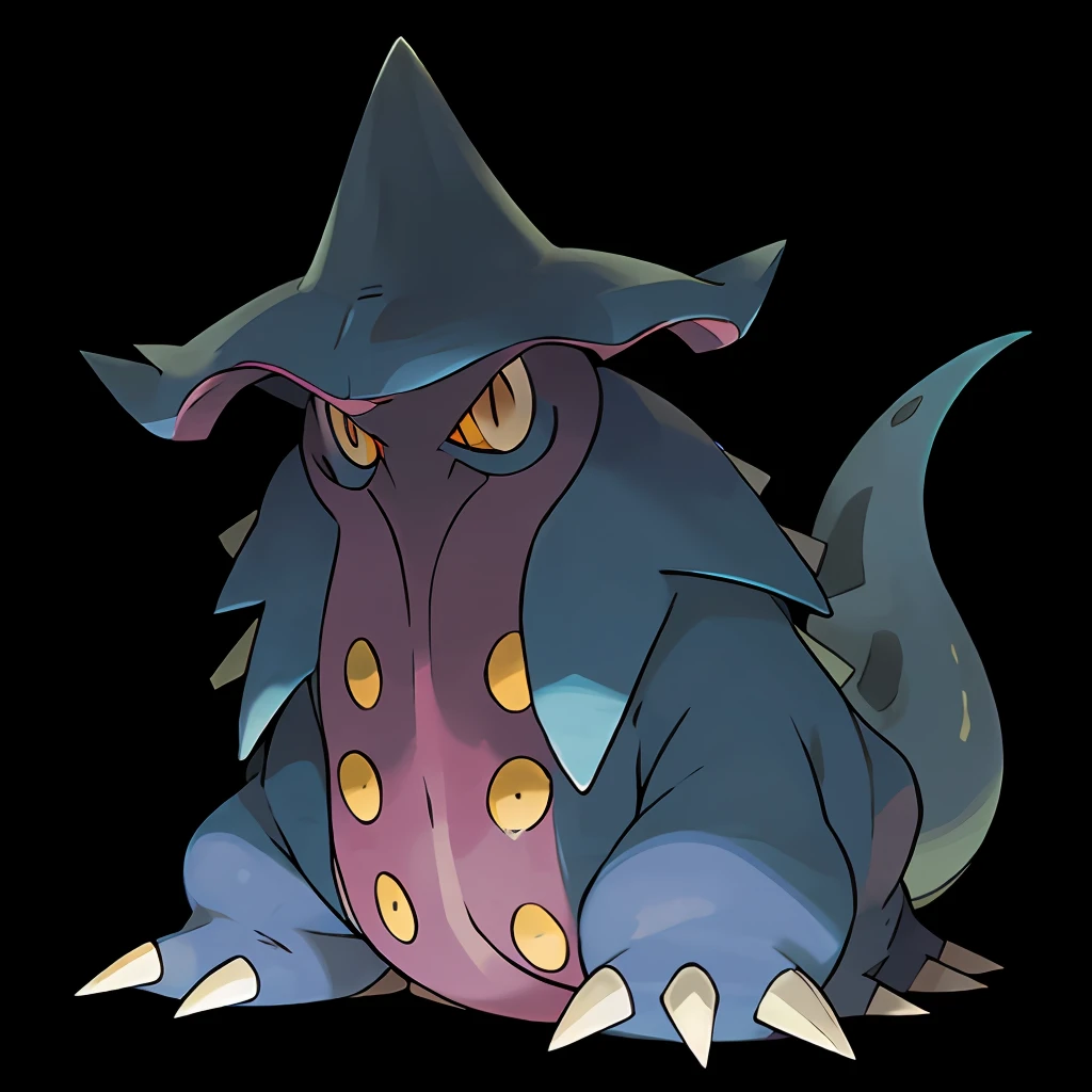 sugimori ken \(style\), pokemon \(creature\), ghost type pokemon, lovecraft creature, full body, no humans, claws, simple background, black body, ((masterpiece)) v3