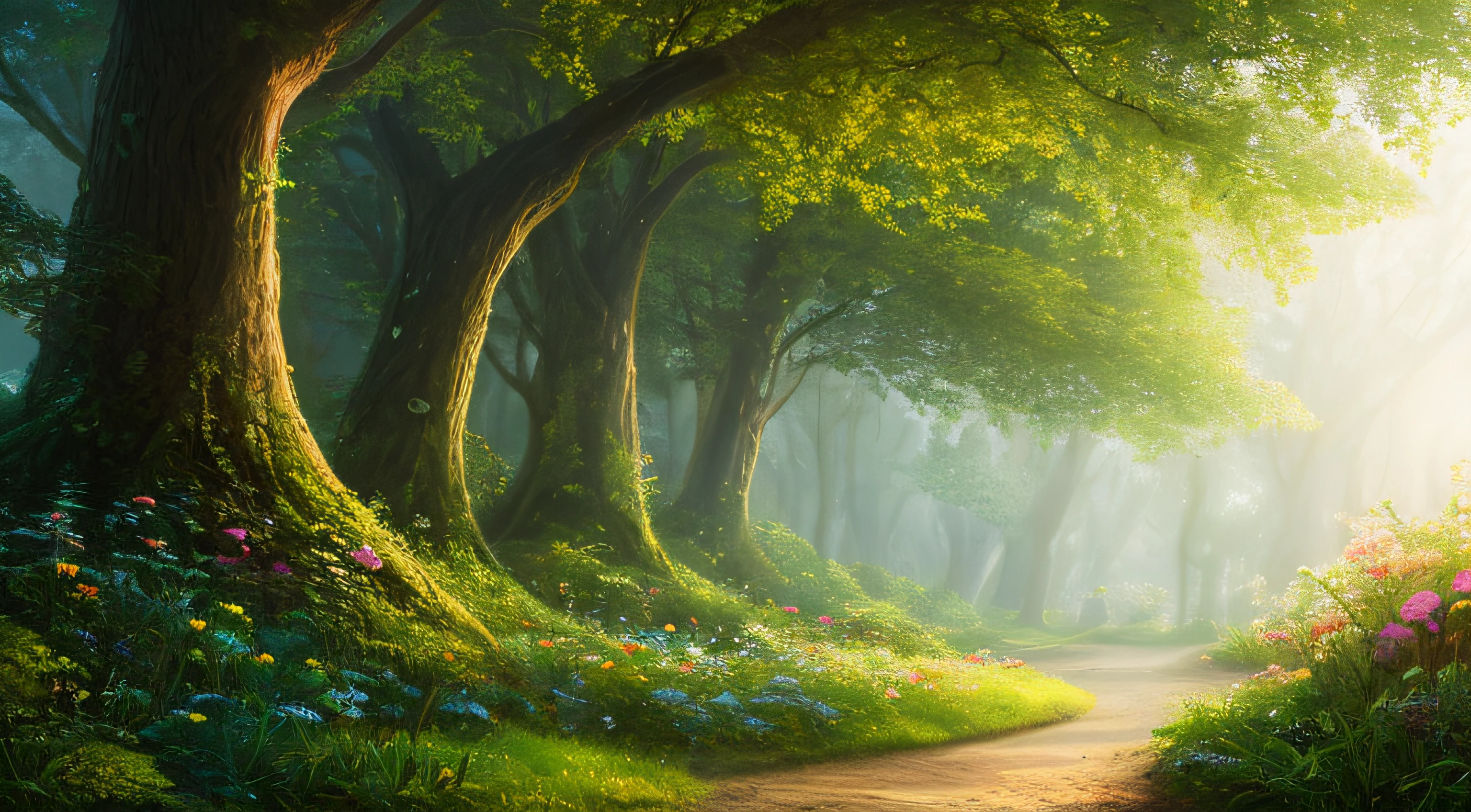 masterpiece, best quality, high quality,extremely detailed CG unity 8k wallpaper, An enchanting and dreamy scene of a fantasy forest, with towering trees, glowing mushrooms, and hidden fairy glens, creating a sense of mystique and enchantment, artstation, digital illustration, intricate, trending, pastel colors, oil paiting, award winning photography, Bokeh, Depth of Field, HDR, bloom, Chromatic Aberration ,Photorealistic,extremely detailed, trending on artstation, trending on CGsociety, Intricate, High Detail, dramatic, art by midjourney