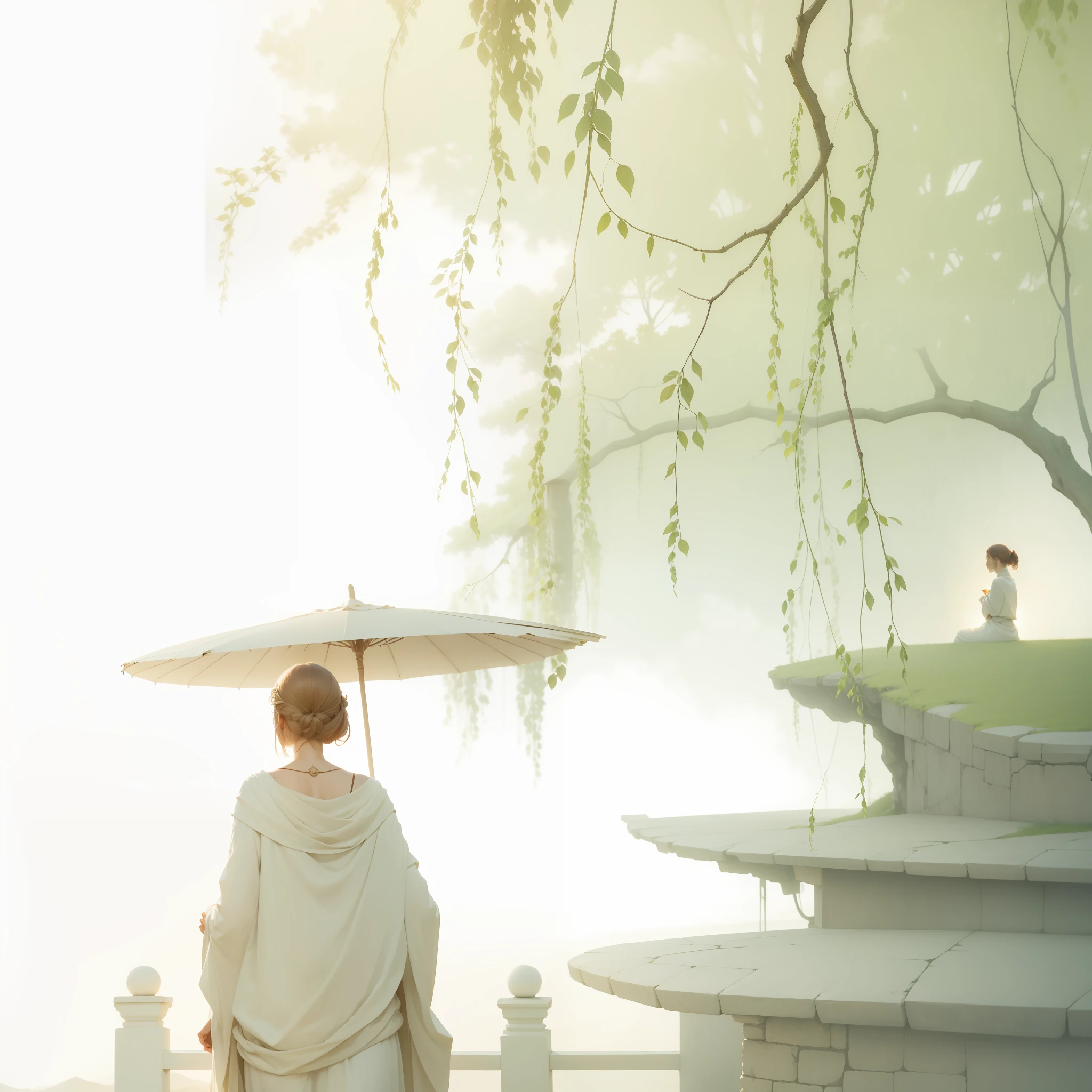 (tmasterpiece),(best qualtiy),realisticlying,Movie light,Two ancient women,looking at the distance,the setting sun,Ancient wind,Elegance,Tea,Faraway view