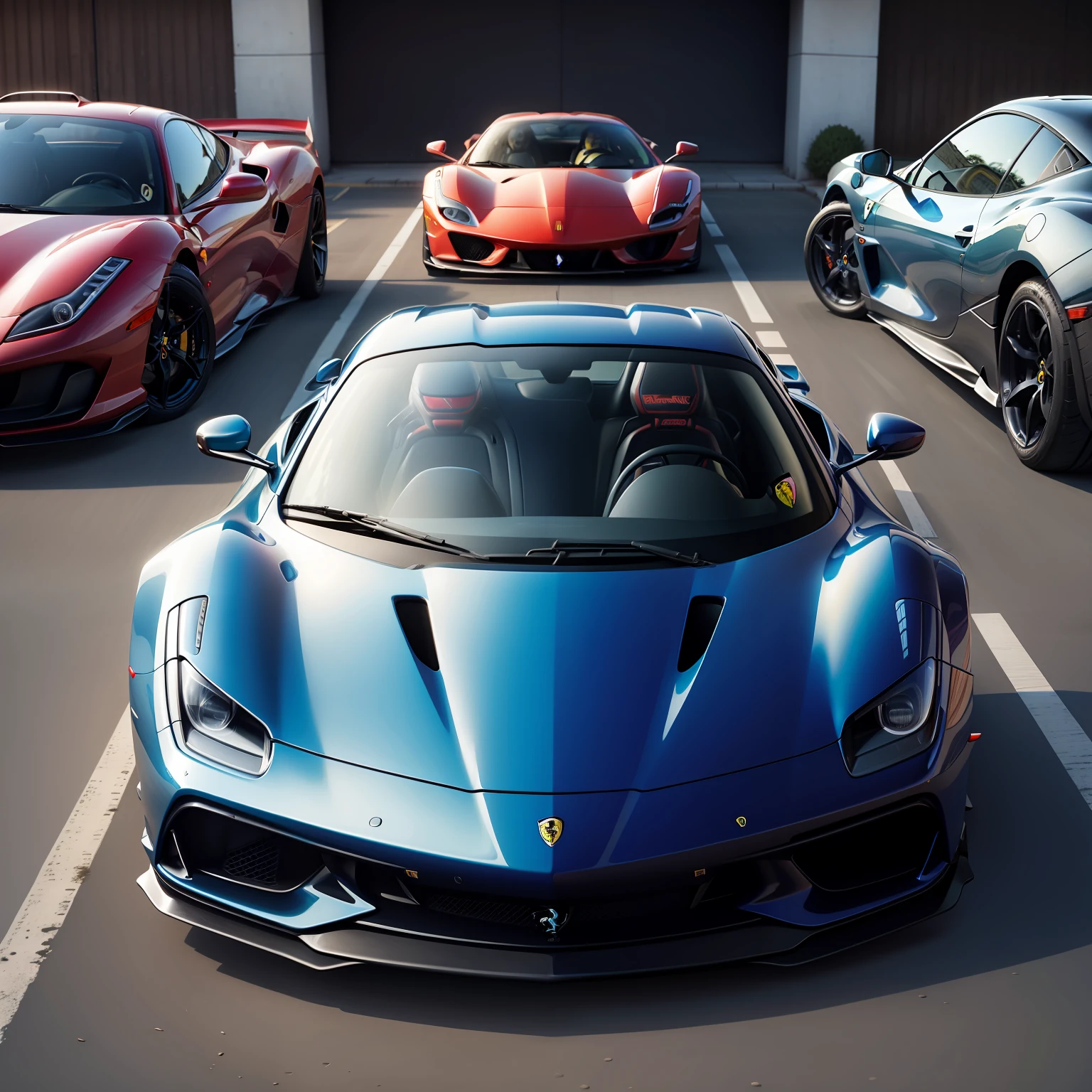 Ferrari car blue realistic