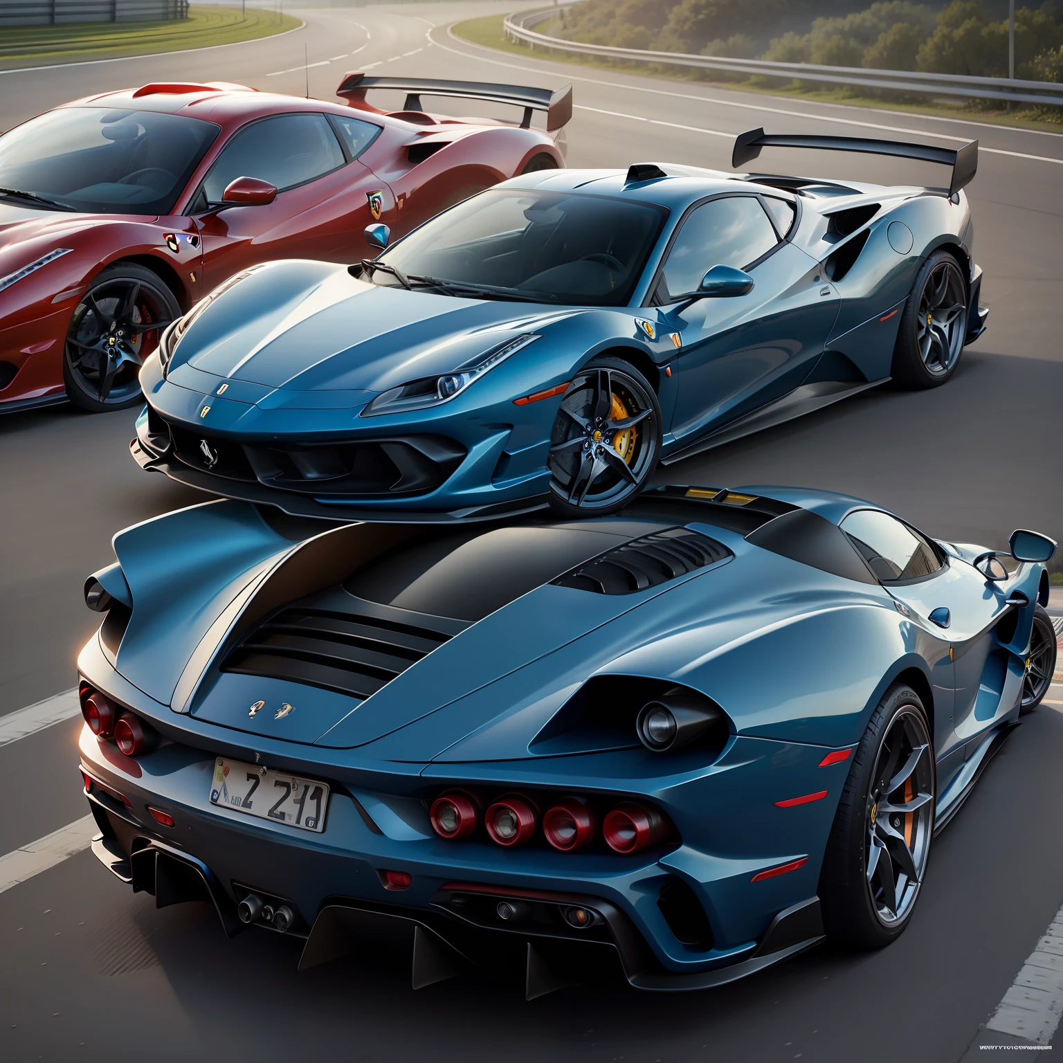 Ferrari car blue realistic