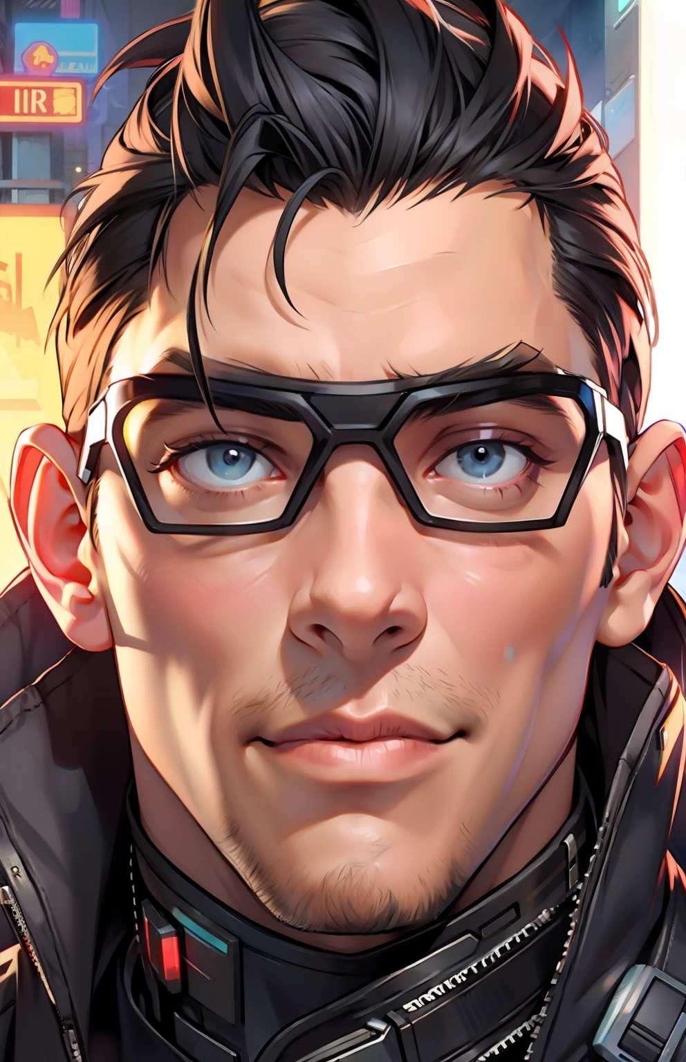 Man handsome cyberpunk