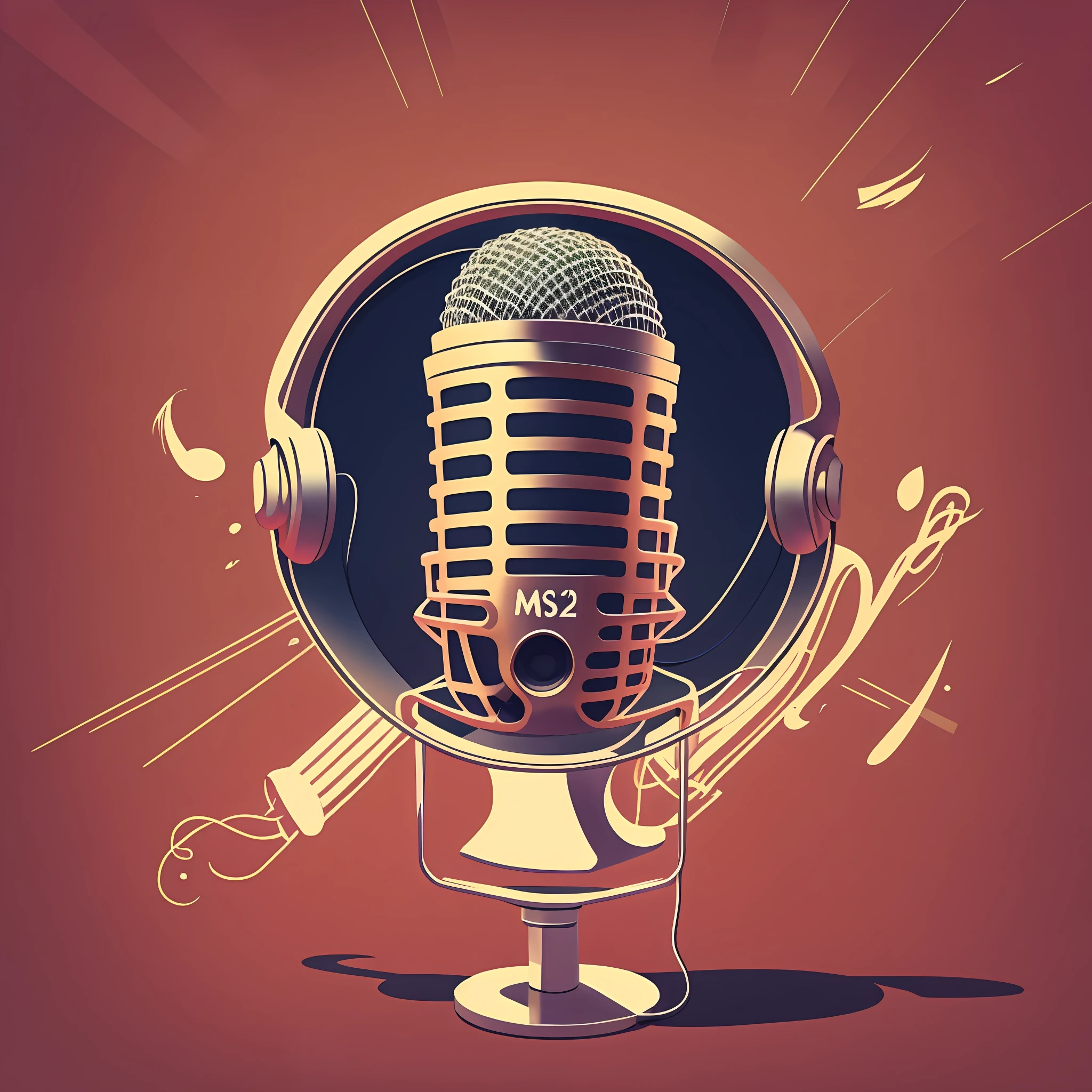 logo minimalist, vector, line art, cartoon, microphone, letters "music" --auto --s2