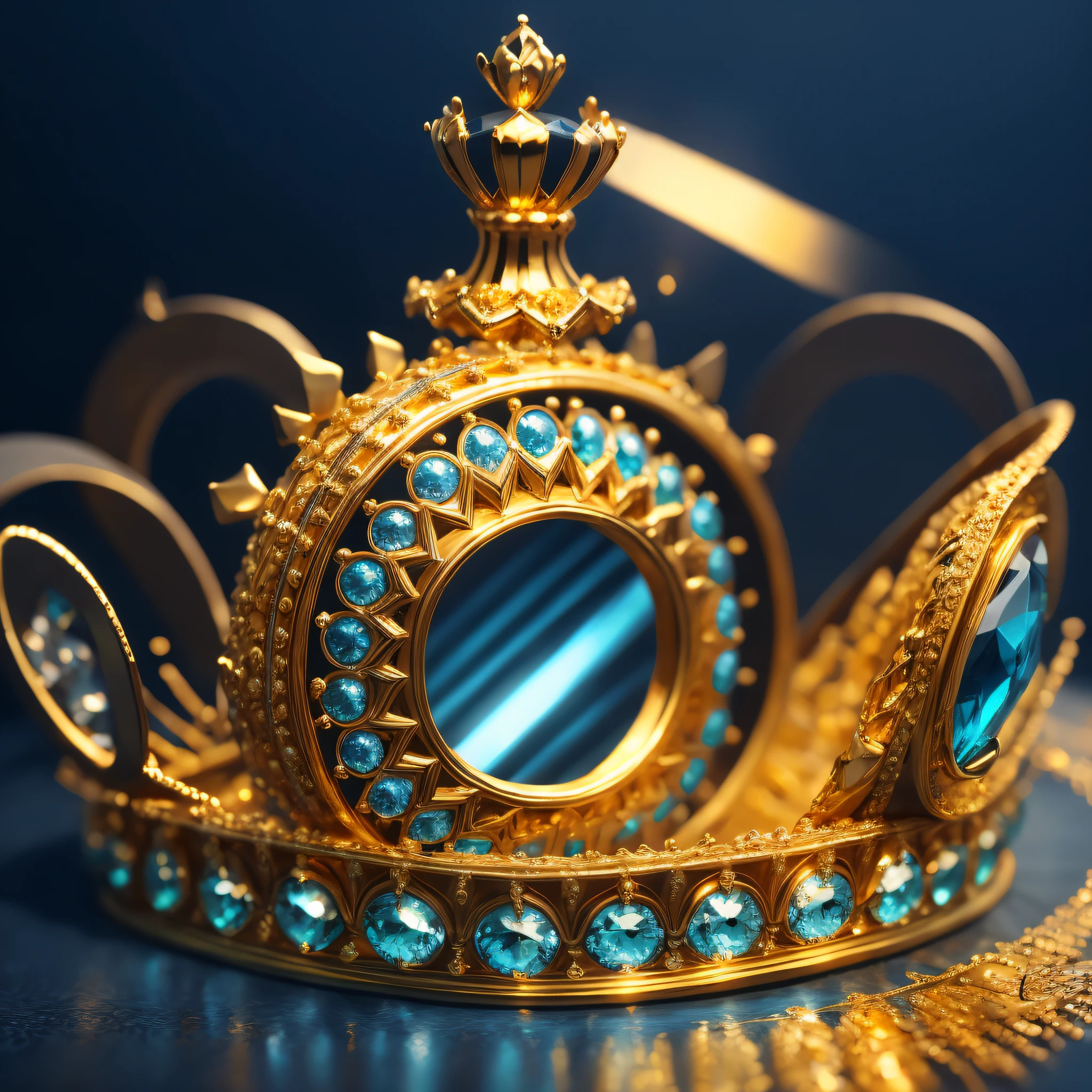 um close up de uma coroa de ouro com pedras azuis sobre ela, coroa ornamentada joias, coroa de ouro, coroa de ouro, coroa de ouro ornamentada, Coroa de joias, coroa de joias, coroa de engrenagens azuis e diamantes, coroa ornamentada, coroa real, intrincada coroa de ouro, coroa, coroa feita de tecido, usando uma coroa dourada, com uma coroa de ouro, tiara com safira