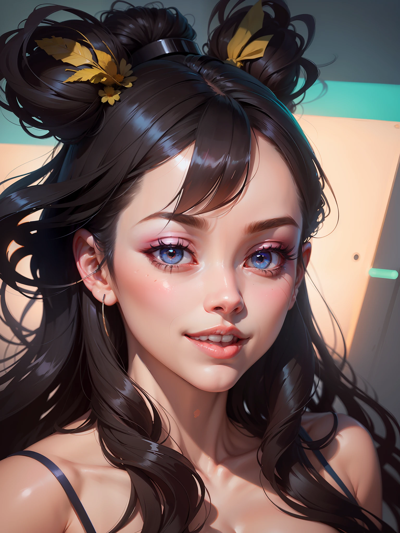 pintura de uma mulher loira linda sorrindo, inspirado em Yanjun Cheng, Directed by: Yanjun Cheng, Arte no estilo de Guweiz, Arte digital altamente detalhada em 4k, pintura detalhada 4K,