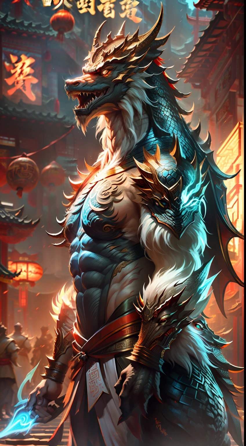 (Chinese ancient beast dragon+Chinese mythology+Full of life), Ultra-realistic 3D rendering, (masterpiece+best quality+high-detail), Marvel at the posture，A true representation of the award-winning level of photography+Reproduction of the best visual effects, perfect shot, Get eye-catching movie posters! Clear focus, Depth of field。