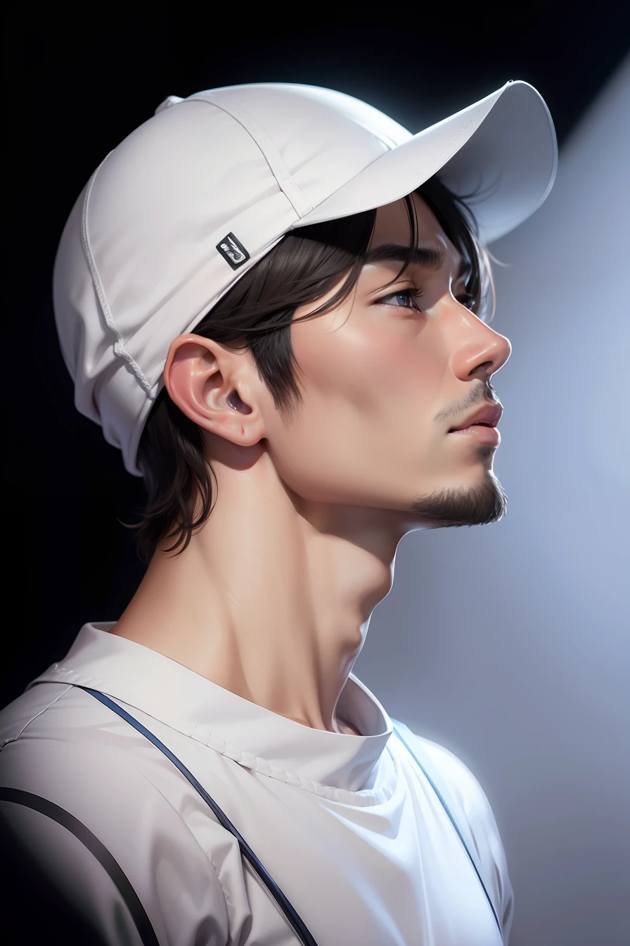 Homem, coreano, Realistic, olhos fechados, sem barba