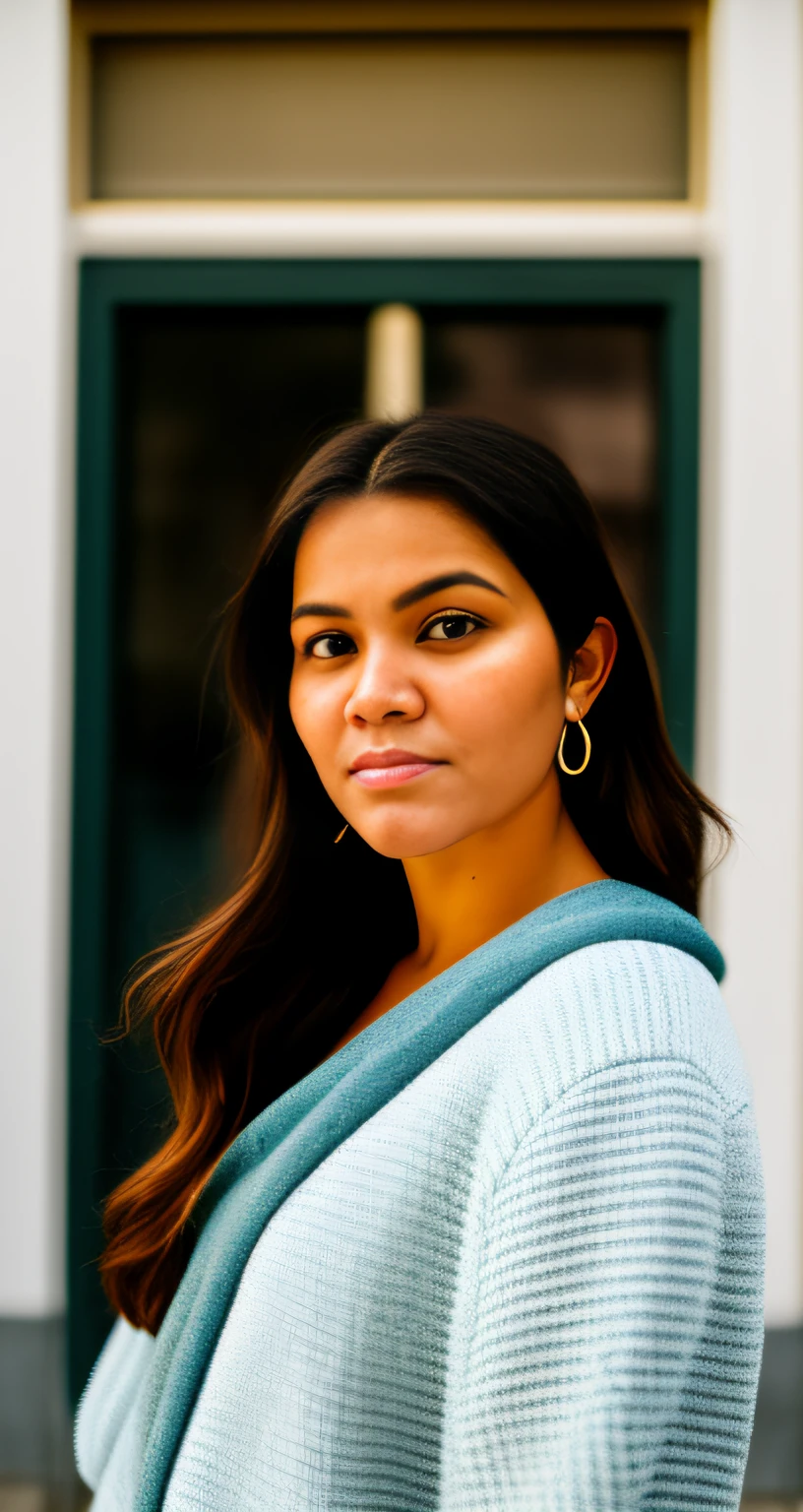 Foto RAW, uma foto de retrato da mulher em roupas casuais, dia, rua da cidade, (pele altamente detalhada: 1.2), 8k uhd, dslr, soft-lighting, alta qualidade, grain of film, Fujifilm XT3