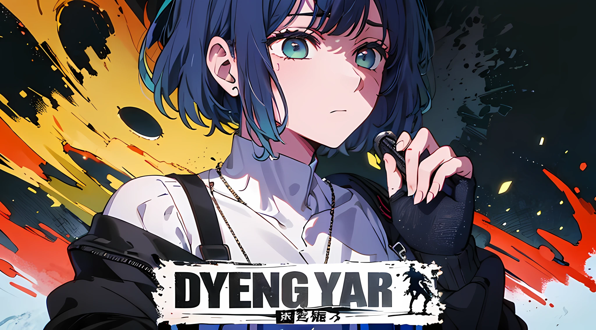 (((dramatic))), (((gritty))), (((intense)))) The movie poster features as the central character. She is shy in the center of the poster, wearing idol outfit, and a determined expression on her face. The background is dark and gritty, with a feeling of drunkenness. The text is bold and eye-catching, with catchy slogans that add to the overall drama and excitement. The color palette is dominated by dark colors, dotted with bright colors, giving the poster a dynamic and visual impact, tachi-e (magazine:1.3), (cover-style:1.3), fashionable, vibrant, outfit, posing, front, colorful, dynamic, background, element, confident, expressive, holding, statement, attachment, majestic, coiled, around, touch, scene, text, cover, bold, eye-catching, title, fashion, font, catchy, title, bigger, eye-catching, modern, trendy, focused, stylish, 1 girl