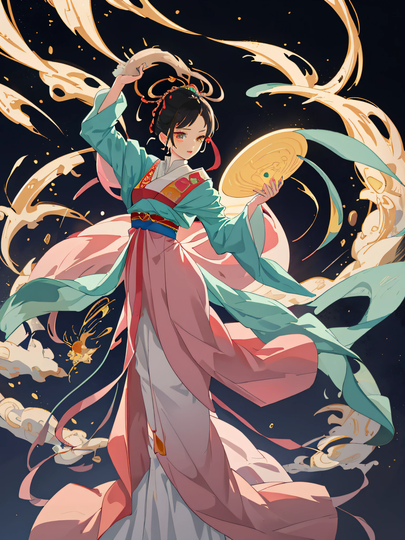 one-girl, Ancient Chinese clothing, full bodyesbian, rays of sunshine, Clear face, Clean white background,Mythical beast background,entangle, tmasterpiece, super detailing, Epic composition,Around Suzaku, hyper HD, high qulity, extremely detaile, offcial art, Uniform 8K wallpaper, super detailing, 32K