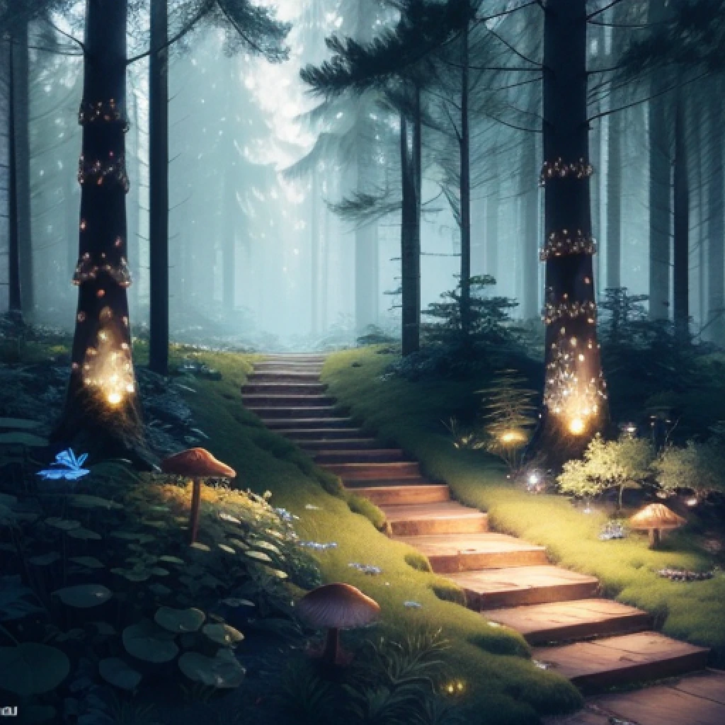 detailed bioluminescence hyper-realistic natural scenery, A sharp focus photo of a forest of mushrooms, butterflies and unicorn. (extremely detailed:1.3), Fantasy, octane render, zbrush. Character design, photorealistic, unreal engine, hyper-detailed, concept art, trending on art station. ((best quality)), ((masterpiece)), ((realistic)), (detailed), dark forest, (fantasy forest background illustration:1.1), style-swampmagic, style-nebmagic