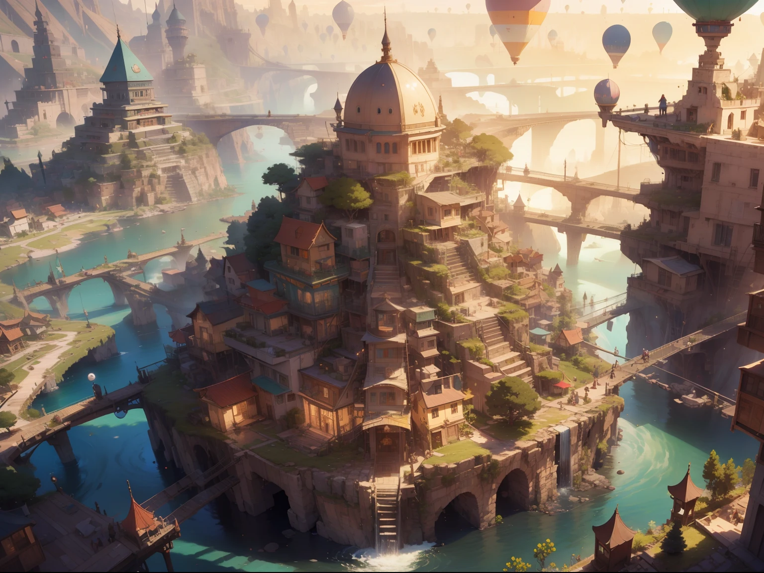 {{{tmasterpiece}}}, {{{high high quality}}}, {{{8K wallpapers}}}, {{{Aerial view of a mega city reminiscent of ancient egypt at sunset}}}, {{{giant mechanical pyramid}}}, {{{golden energy ball on pyramid}}, {{{star reactor}}},{{{ancient Egyptian}}}, {{{pyramid}}}, {{{many pyramids}}}, {{{pyramids in the sky}}}, {{{pyramids in background}}},  {{{pillars}}}, {{{clear green rivers}}}, {{{tree}}}, {{{water falling}}} ,{{{captivating descent}}}, {{{camera view from above}}}, {{{Breathtaking landscapes}}}, {{{vivid scenery}}}, {{{fascinating views}}}, {{{attractive beautiful}}}, {{{Lovely panorama}}}, {{{startling colors }}}, {{{transcendent experience}}}, {{{unreal journey}}}, {{{surreal environment}}}, {{{enchanting landscape}}}, {{{mind-blowing views}}} , {{{stunning images}}}, {{{dreamlike perspective}}}, {{{mesmerizing charm}}}, {{{spectacular free fall}}}, Fantasy art style, Best quality, ultra - detailed, The landscape, {{{oases}}}, {{{Heavenly City}}}, {{{lush jungle}}}, {{prime time}}} , impressive, (Best quality), (high resolution), (Focus sharp), (ultra - detailed) , (extremely detaile), (Very high quality illustrations), 8K_Wallpapers, (Extremely detailed 8K CG),(Ultra-thin 8K CG), ((Ultra-detailed perfect piece)), Impeccable, (((tmasterpiece))), illustratio, (Dynamic lighting), Dynamic light, suns, rays of sunshine, God Lightning, cinematographic light, (cinematic shadow), (textile shading) , (cinematic shadow), vivd colour,,StackedCityAI,