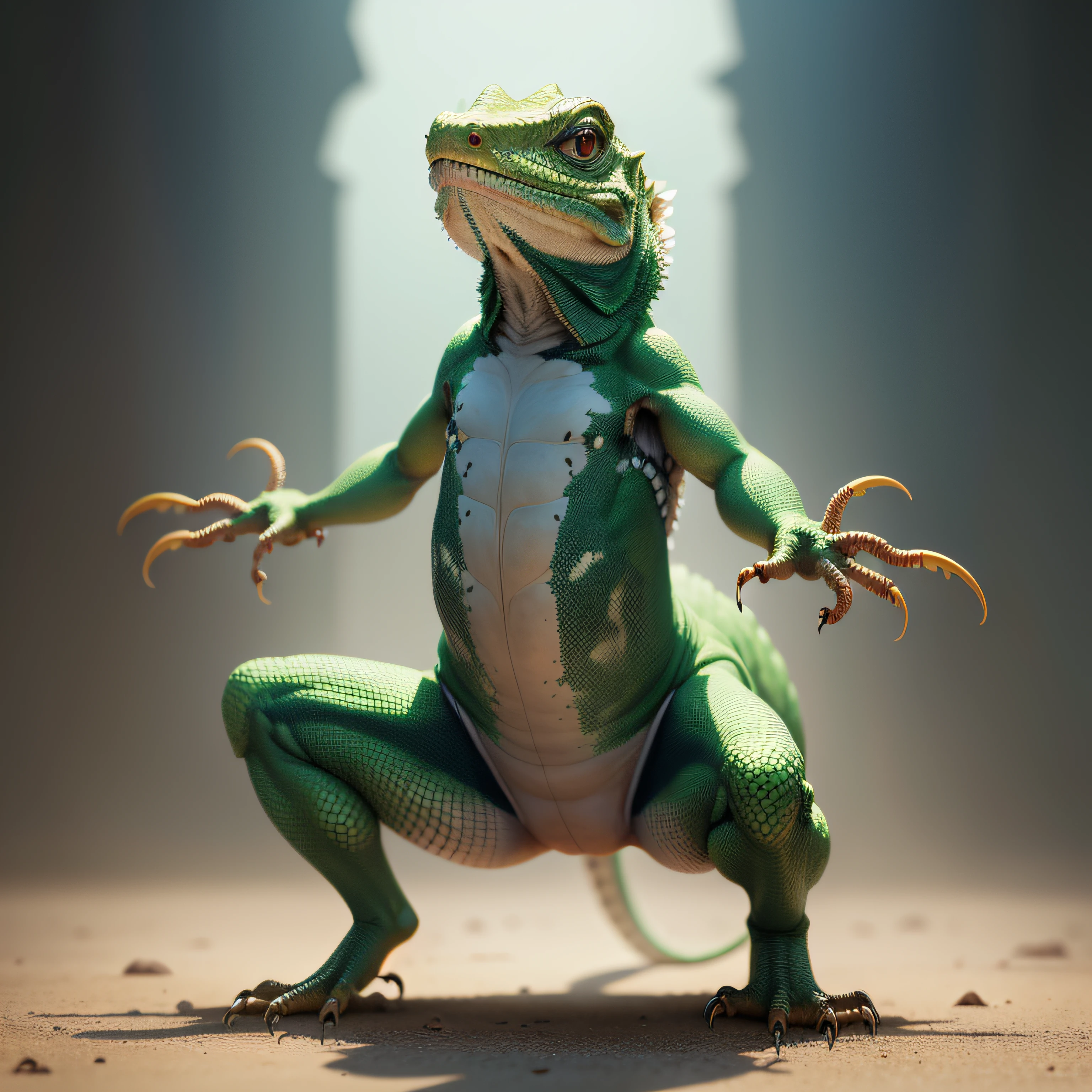 Lizard with both hands forward as if flying