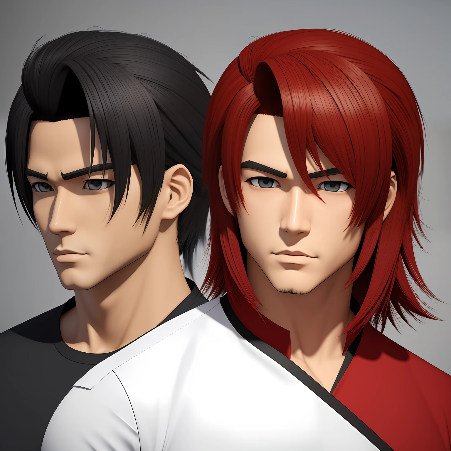 Estilo anime, Tokio ravenge, homem, semi-realista, cabelo vermelho, 3d, 4k, corpo inteiro,
