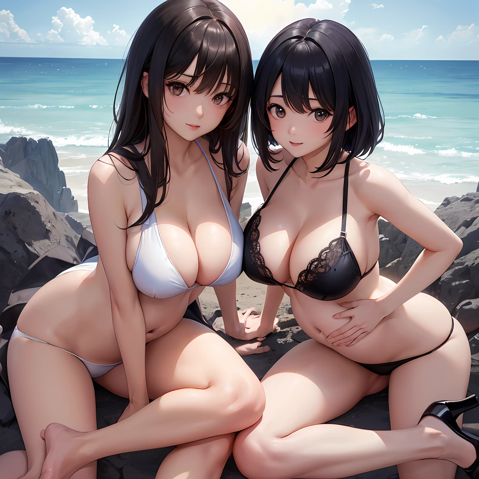 M-shaped legs、high-heels、highleg、V Line、top-quality、hight resolution、One girl、Black hair、Brown-eyed、Longhaire、cleavage of the breast、ultra-detailliert、write、Black、Raw foto、Colossal tits、pregnant woman、no-bra 、maikurobikini、Cute_girl_mix4、(8k、RAW Photos、top-quality、​masterpiece:1.2)、(reallistic、Photorealsitic:1.37) --auto