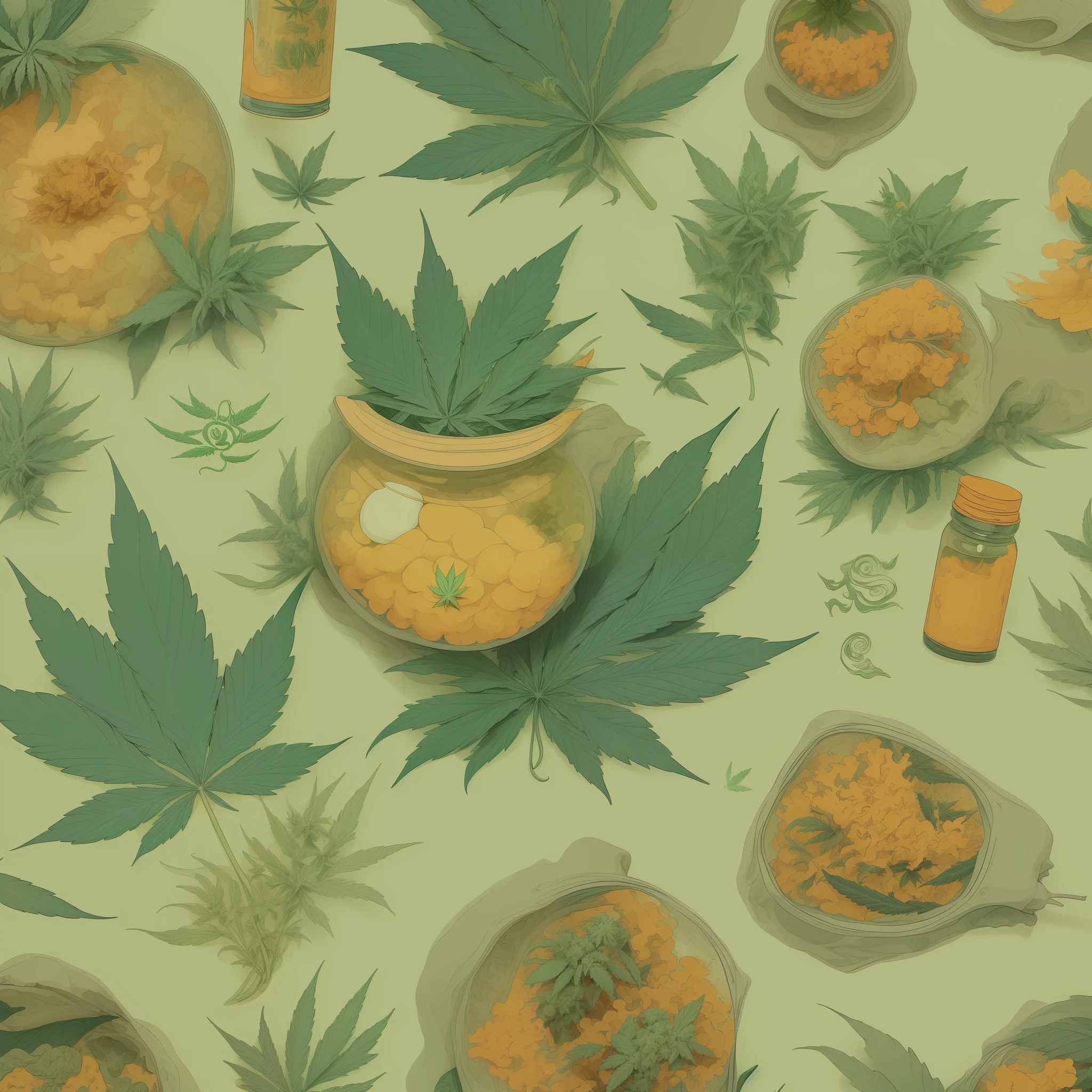 "((Illustrative and educational)), Design an illustrative image using a harmonious color scheme, mainly in natural tones. Include cannabis and illustrations. informative and easy to read text . high-quality graphics that maintain a positive and uplifting vibe. Include a CTA to encourage interaction with the content."