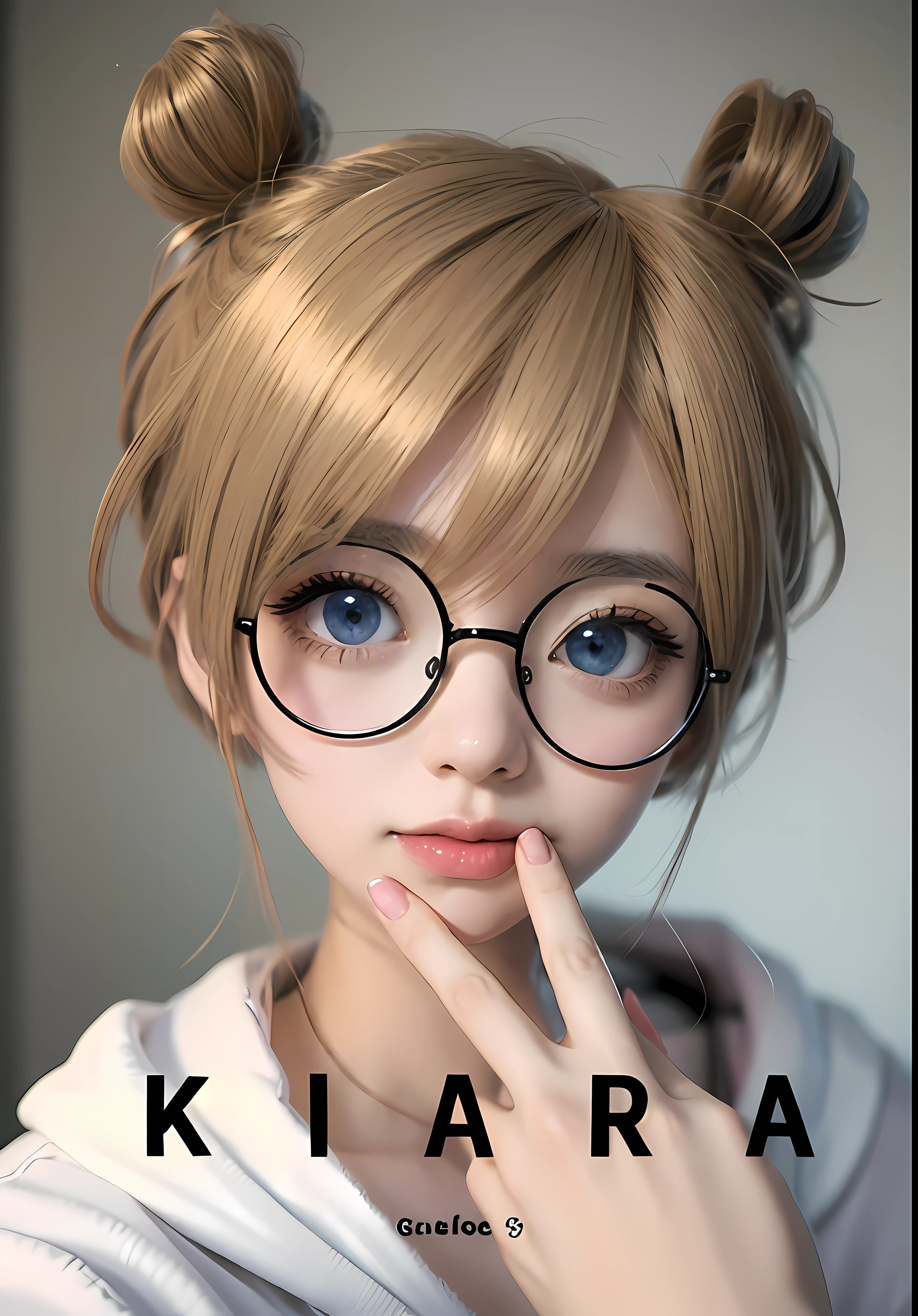Anime girl with glasses and blue eyes ponytail, Kawaii realistic portrait, Guviz-style artwork, anime realism style, Realistic anime 3 D style, Anime style portrait, semirealistic anime style, Realistic anime art style, clean and meticulous anime style, cute portrait, anime portrait, realistic anime artstyle, cute anime girl portraits, anime character portrait,blond hairbl
