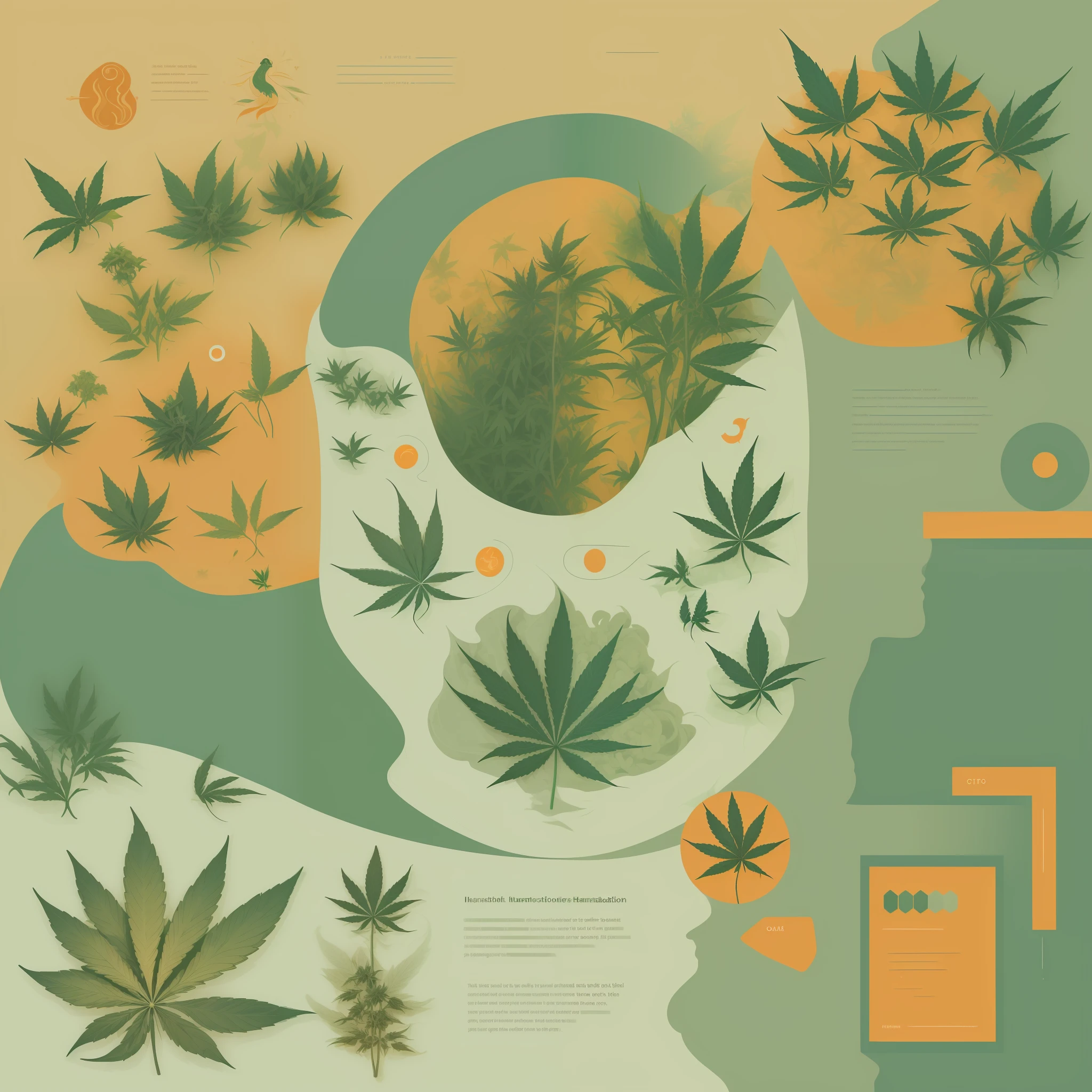 ((Illustrative and educational)), Design an illustrative image using a harmonious color scheme, mainly in natural tones. Include cannabis and illustrations. informative and easy to read text . high-quality graphics that maintain a positive and uplifting vibe. Include a CTA to encourage interaction with the content.