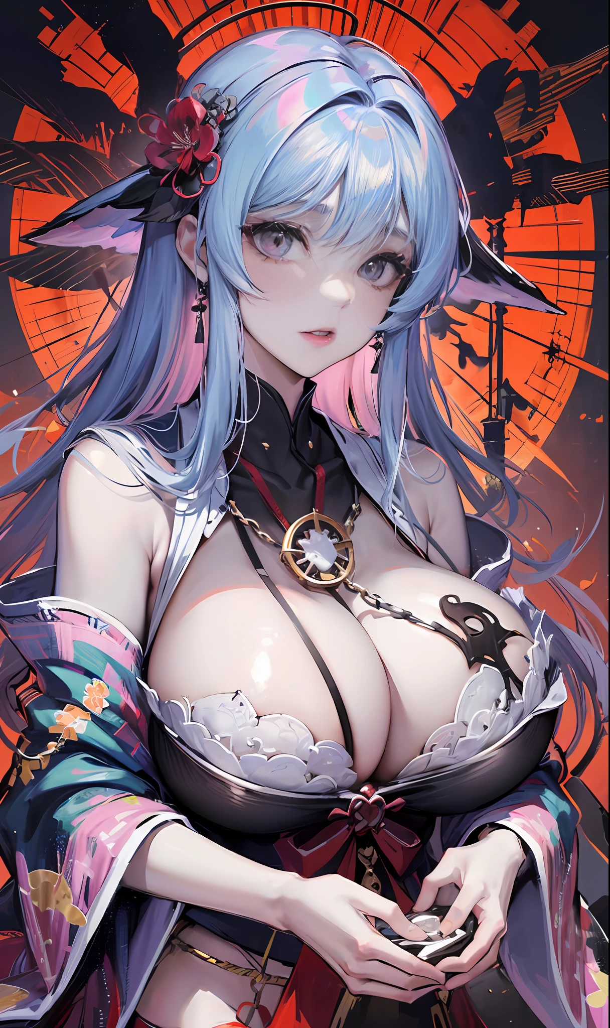 (1 girl:1.3),独奏,__body-parts__,
offcial art, Unity 8k壁纸, ultra - detailed, Beauty and aesthetics, big breasts beautiful, tmasterpiece, Best quality at best, Fantastical Atmosphere, calm color palette, Tranquil Mood, soft shade,
Children of God priests,huge tit:1.3,gigantic cleavage breasts,Bigboobs,Spell,The amulet is familiar,Shrine Maiden Duties,