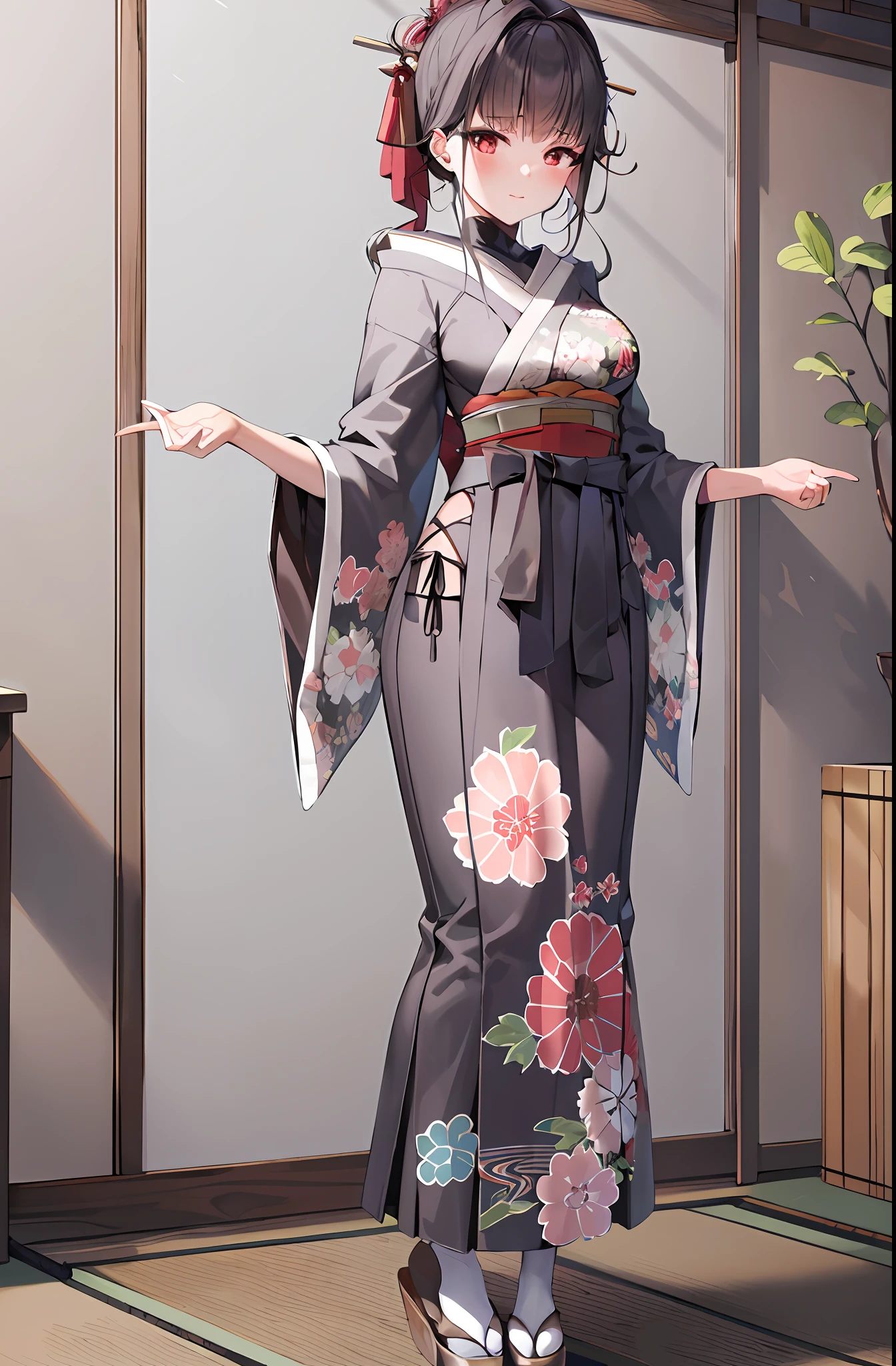 Masterpiece, Best quality, high resolution,
default outfit, Japanese cloth, 1girll,  Solo, Cesa,standing on your feet，Cold