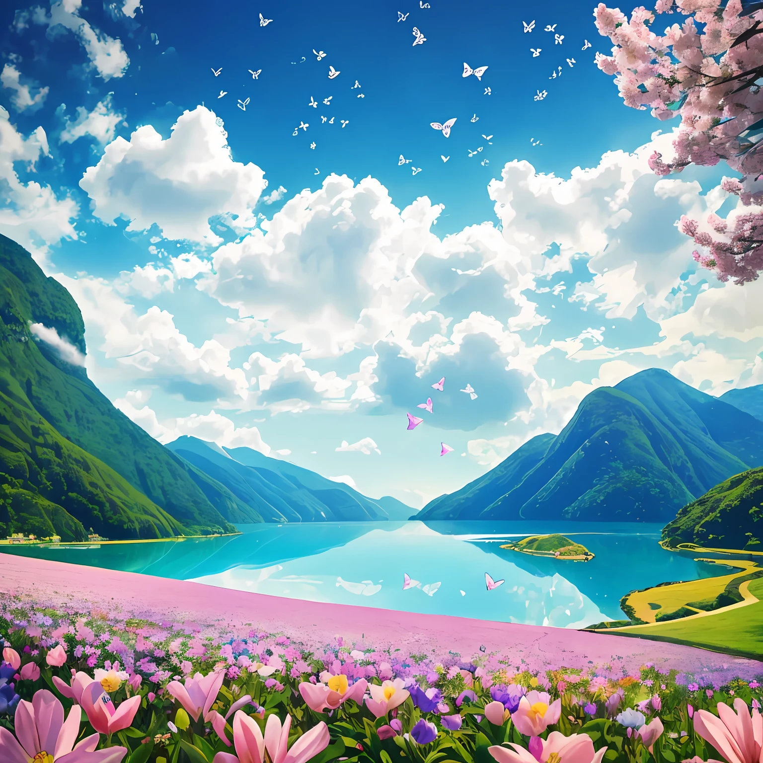 The camera glides smoothly through the cinematic image, Revealing a paradise filled with peace and serenity. As the framing broadens, a cena revela um vasto campo de flores vibrantes, which extends as far as the eye can reach.

As flores, in every color and shape imaginable, dance softly with the gentle breeze, criando uma sinfonia visual de beleza e harmonia. Delicate petals float through the air, as if they were little ballerinas performing an enchanted dance.

A luz suave do sol ilumina a paisagem, destacando as cores exuberantes das flores. Os tons de rosa, amarelo, Blue and purple blend in a spectacle of hues that spread in a kaleidoscope of life and vitality.

The camera moves even more, revelando um riacho cristalino que serpenteia pelo campo de flores. Its calm waters reflect the beauty around it, creating a liquid mirror that doubles the magnitude of the landscape. Small butterflies and colorful birds fly gracefully, bringing even more life and movement to this cinematic scene.

With every breath, You feel the delicate fragrance of the flowers, que flutua no ar e preenche seus sentidos com um perfume celestial. All the stress and worries seem to disappear, while you get lost in this oasis of tranquility.

In this cinematic paradise, a paz reina suprema, inviting you to disconnect from the world and connect with the essence of nature. A beleza das flores, The lightness of the breeze and the symphony of small animals provide a haven of calm and harmony amid the chaos of the world.

Diante dessa imagem deslumbrante, You are invited to let yourself be enveloped by the peace that emanates from this floral paradise. Permita-se absorver a beleza e a serenidade dessa paisagem, letting each flower be a reminder that life is a constant renewal and that peace resides within you. Let yourself be carried away by the magic of this cinematic setting and allow yourself to find peace and inspiration in this paradise of flowers. --auto