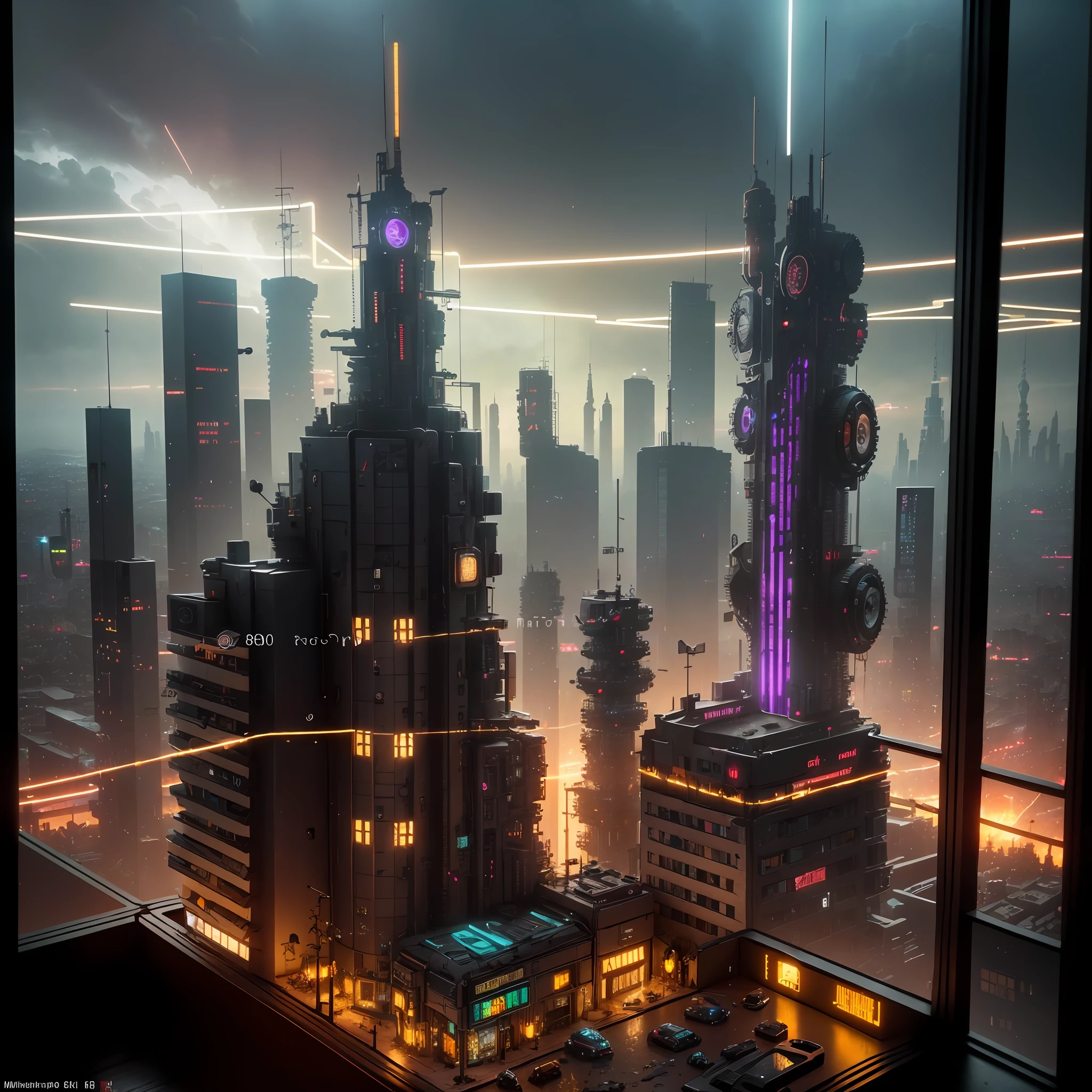mini\(ttp\), (8k, RAW photo, best quality, master:1.4),steampunkcyberpunk city,(cyberpunk light:1.3),on desk,horizon (related to land),(in a miniature box:1.3),isometry,Minitary,Basic landscape,Backstreet view,