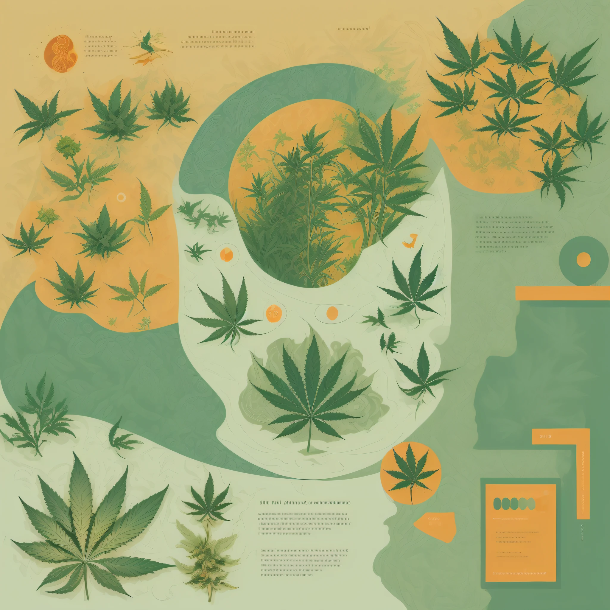((Illustrative and educational)), Design an illustrative image using a harmonious color scheme, mainly in natural tones. Include cannabis and illustrations. informative and easy to read text . high-quality graphics that maintain a positive and uplifting vibe. Include a CTA to encourage interaction with the content.