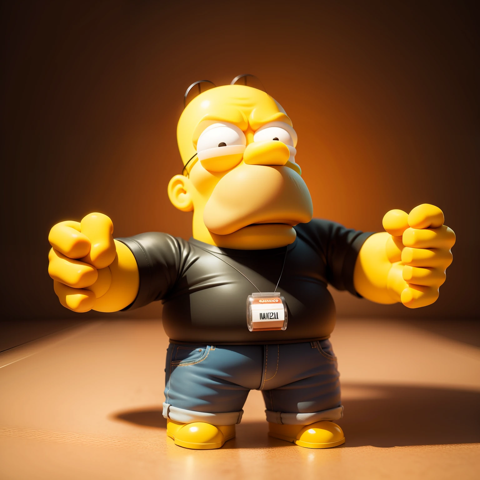 homer simpson modelo chibi , fundo cinza, modelo boneco 3d