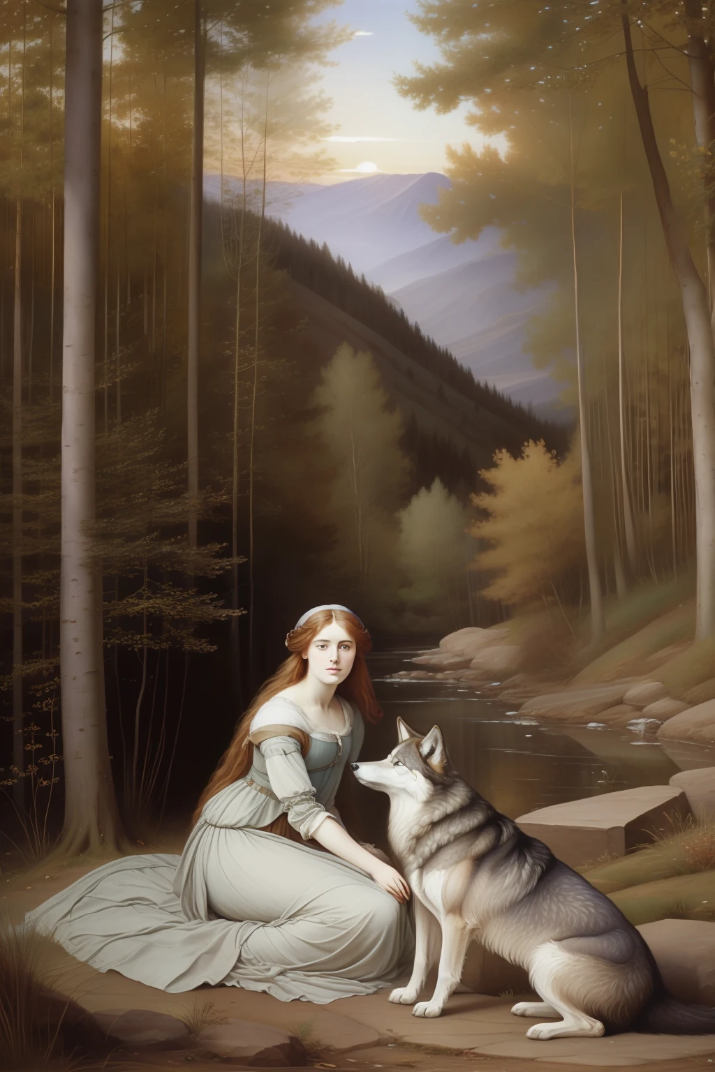 Pack wolves, Pre-Raphaelite painting