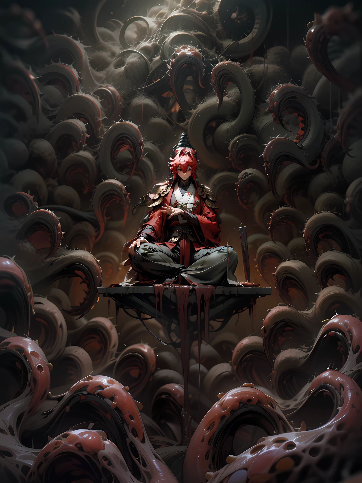 masterpiece,red clothes,red Taoist robe