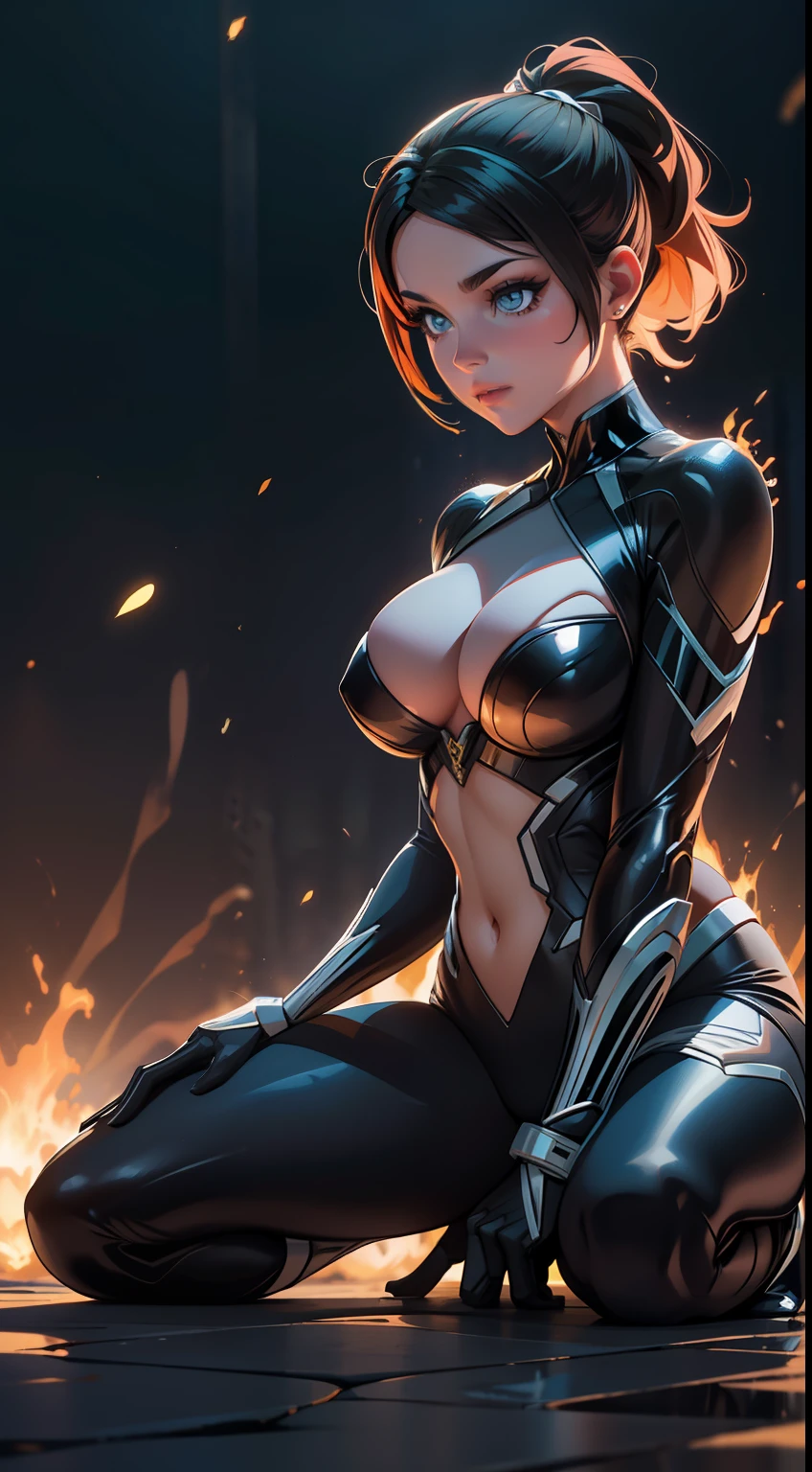 Merger between Venom and Scorpion, melting, 1girl, Beautiful, (master part:1.2), (melhor qualidade:1.2), ((pose de luta)), ((campo de batalha)), cinemactic, olhos perfeitos, pele perfeita, perfect  lighting, sorrir, luz, cor, pele texturizada, detalhe, Beleza, maravilha, ultra-detalhado, rosto perfeito