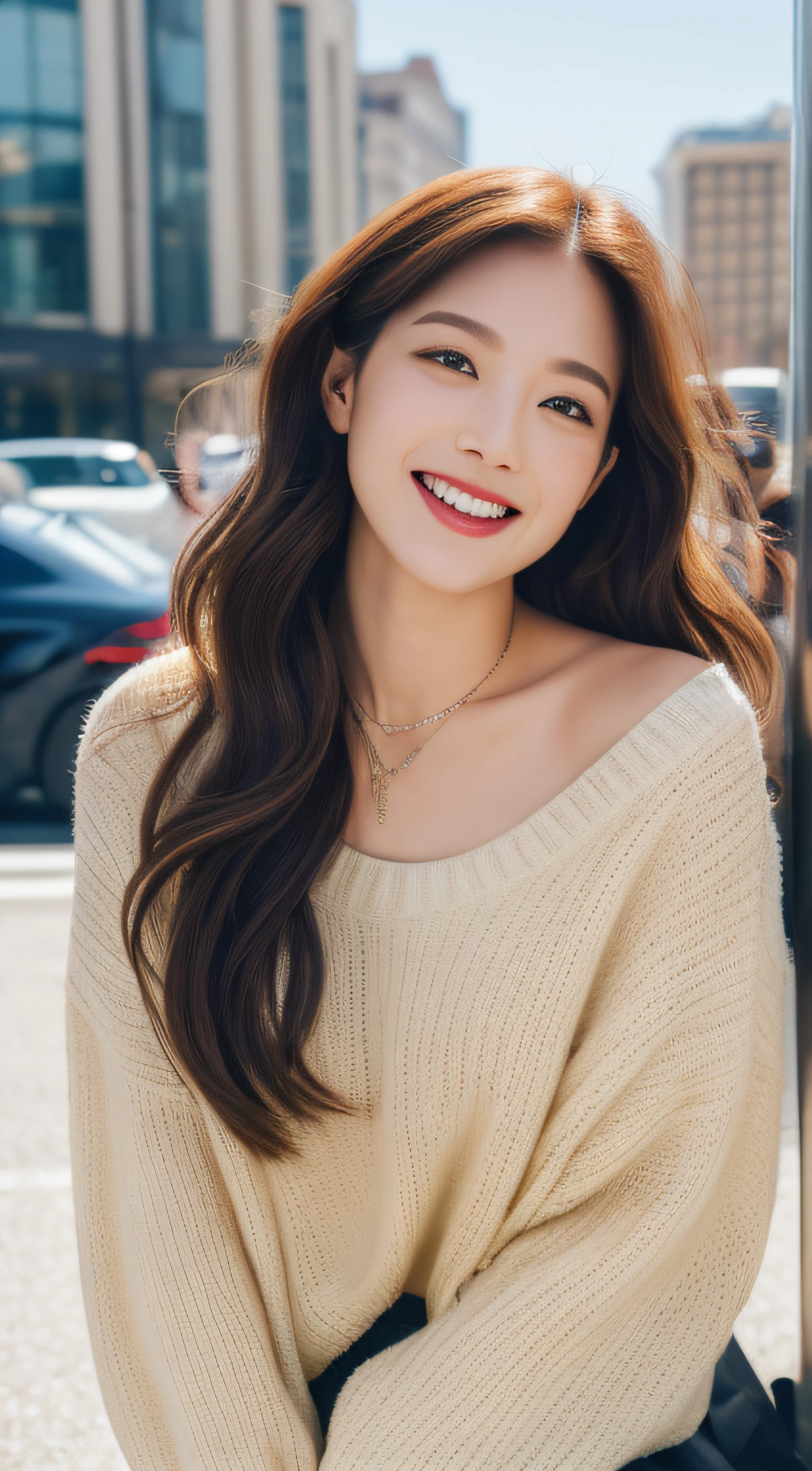 ((Best Quality, 8k, Masterpiece:1.3)), Focus:1.2, Perfect Body Beauty:1.4, Buttocks:1.2, ((Delicate Hair)), (Sweater Tube top:1.1) , (Sports car, street: 1.2), Highly detailed face and skin texture, Detailed eyes, Double eyelids, whitening skin, huge breasts, smile, wearing necklaces, rings, people sitting in cars with their buttocks up,