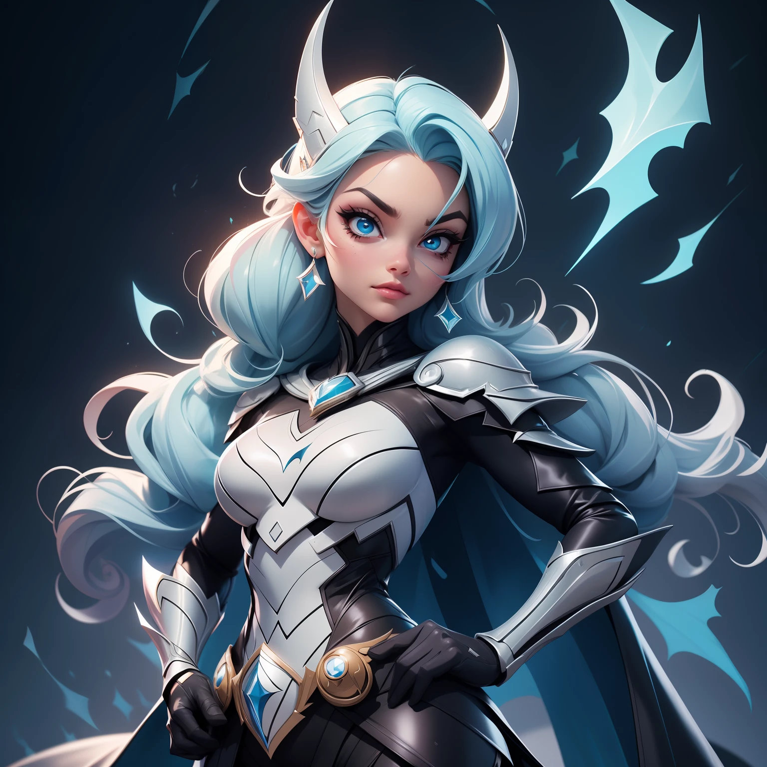 Elsa-Batman Fusion, Roupas e armadura do Batman, melting, 1girl, Beautiful, (master part:1.2), (melhor qualidade:1.2), ((pose de luta)), ((campo de batalha)), cinemactic, olhos perfeitos, pele perfeita, perfect lighting, sorrir, luz, cor, pele texturizada, detalhe, Beleza, maravilha, ultra-detalhado, rosto perfeito