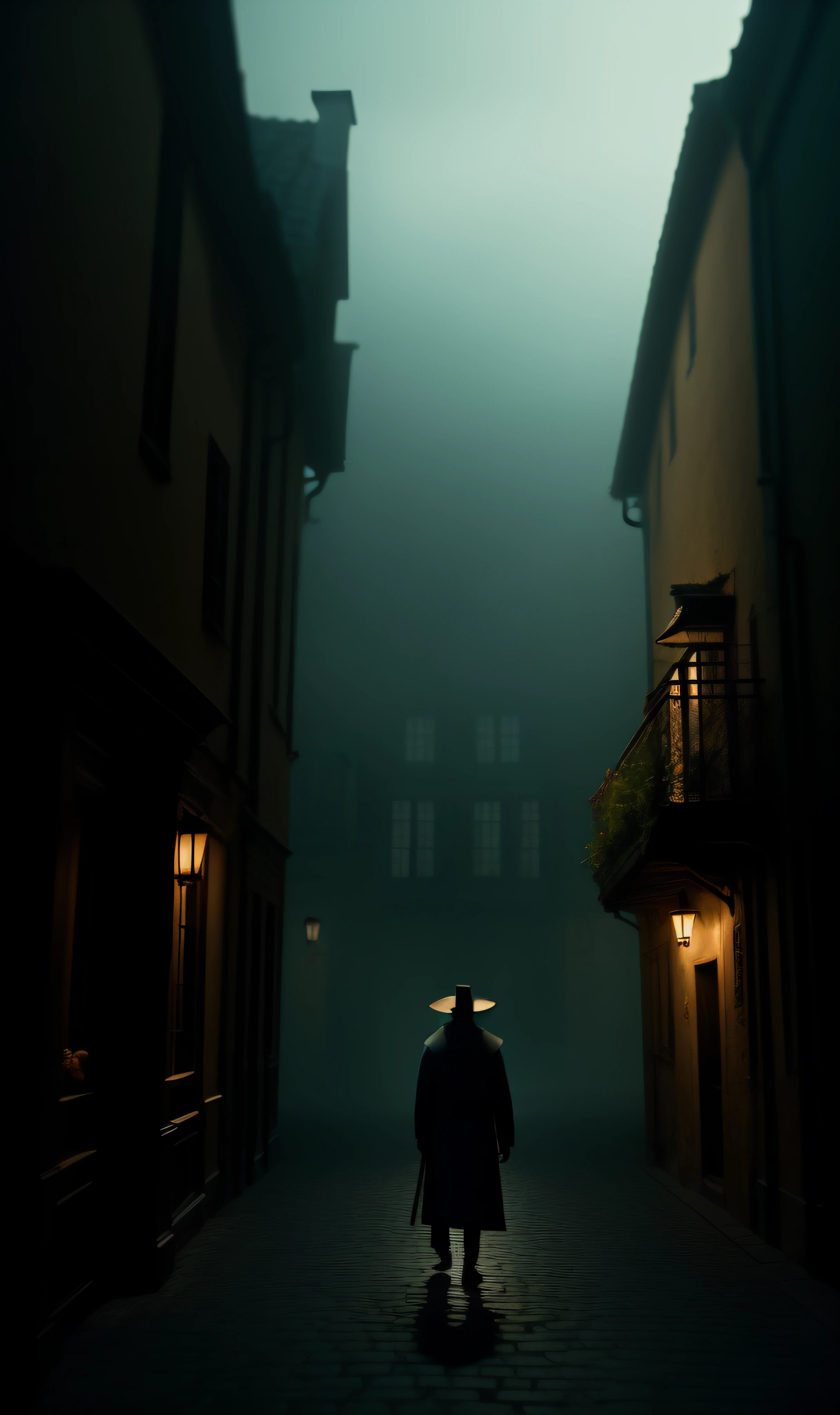 abstract colors, texture, film grain, skin pores:0.1 Hasselblad DSLR photo RAW, intricate backlit dramatic portrait of an old bearded wizard casting a spell, standing in the medieval fantasy city (cobblestone street)1.2, foggy morning, Shannara chronicles lotr gandalf hobbit willow concept art Anna Dittmann Magali Villeneuve Marc Simonetti, cinematic film still frame,  (style (film grain)1.3