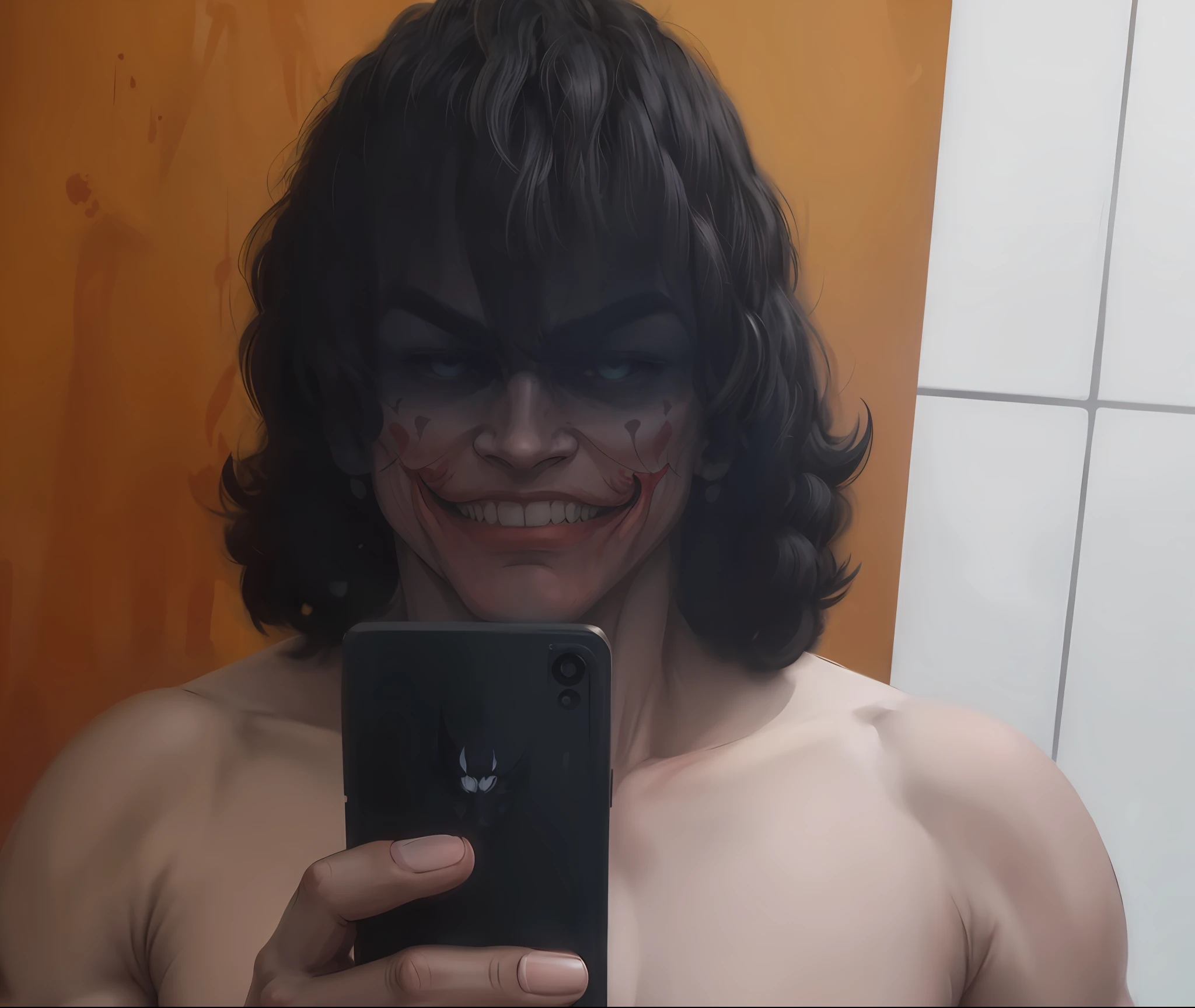 joker in the style of 0mib, illustrator, masterpiece, high quality, 8k, high resolution, high detailed, smile