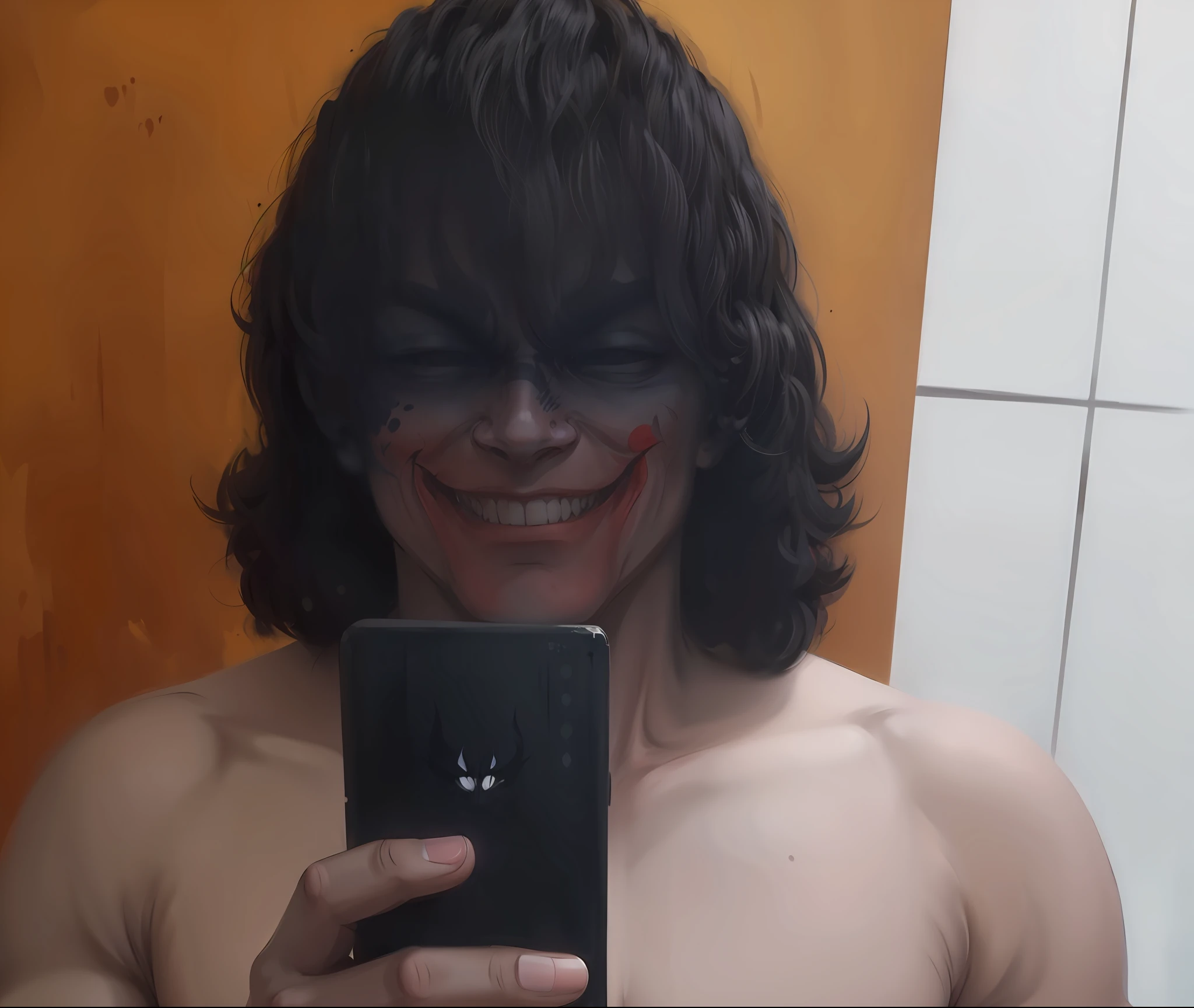 joker in the style of 0mib, illustrator, masterpiece, high quality, 8k, high resolution, high detailed, smile
