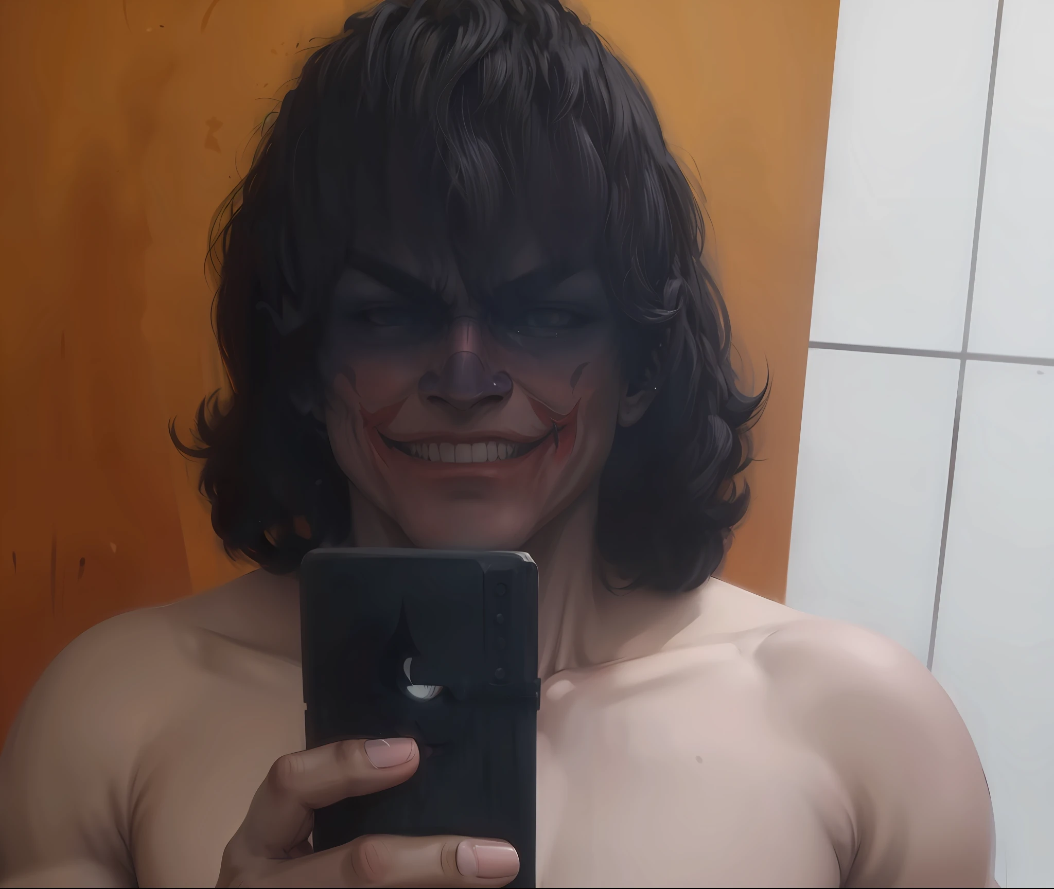 joker in the style of 0mib, illustrator, masterpiece, high quality, 8k, high resolution, high detailed, smile