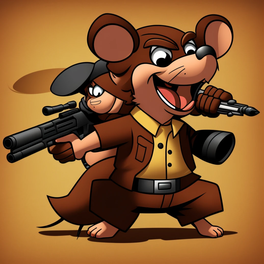 um rato, Armas, irritado, 2D, Babando, pelo bonito