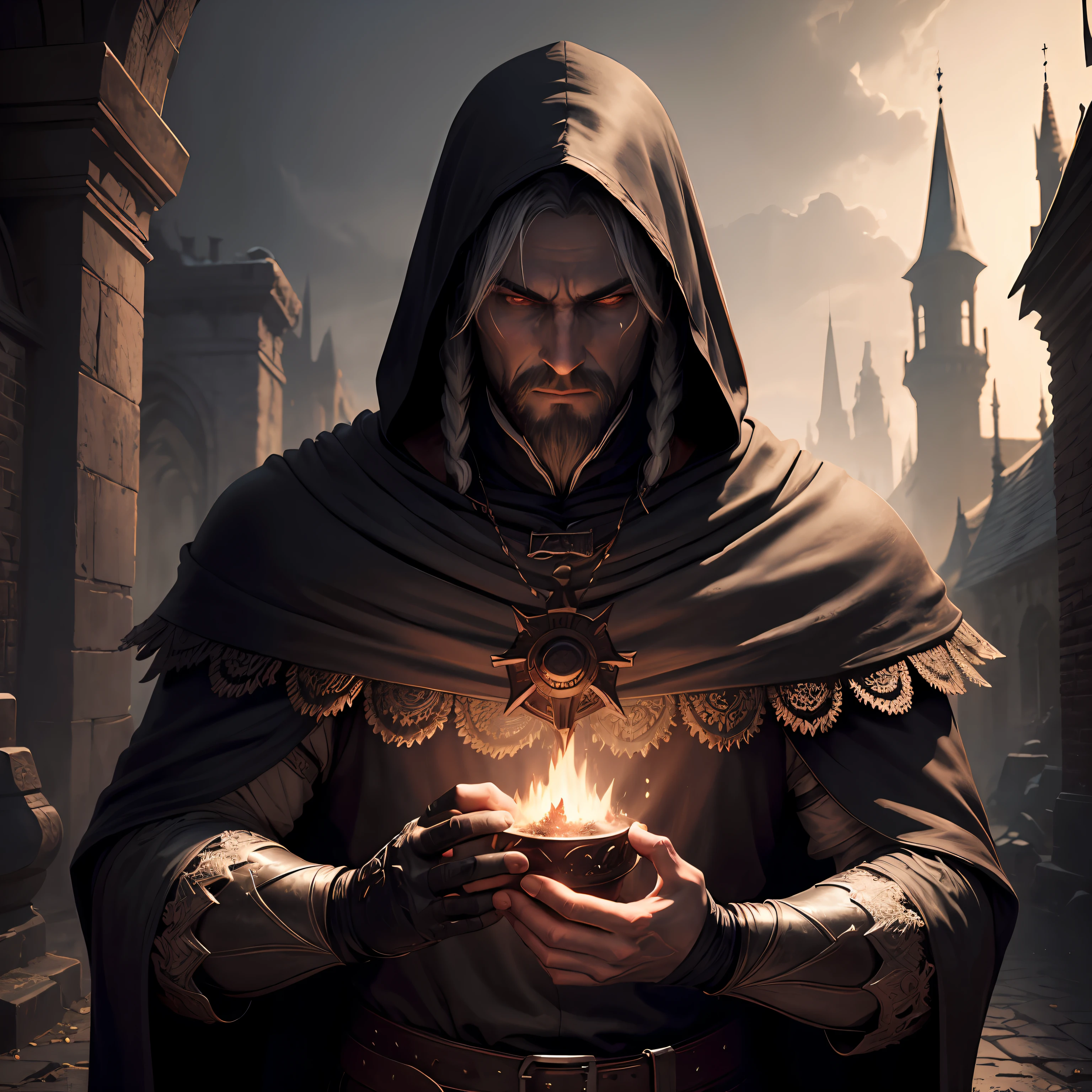 Man, darkness, robe, masterpiece, medieval, bloodmage, Best quality, dark souls, dark souls reference