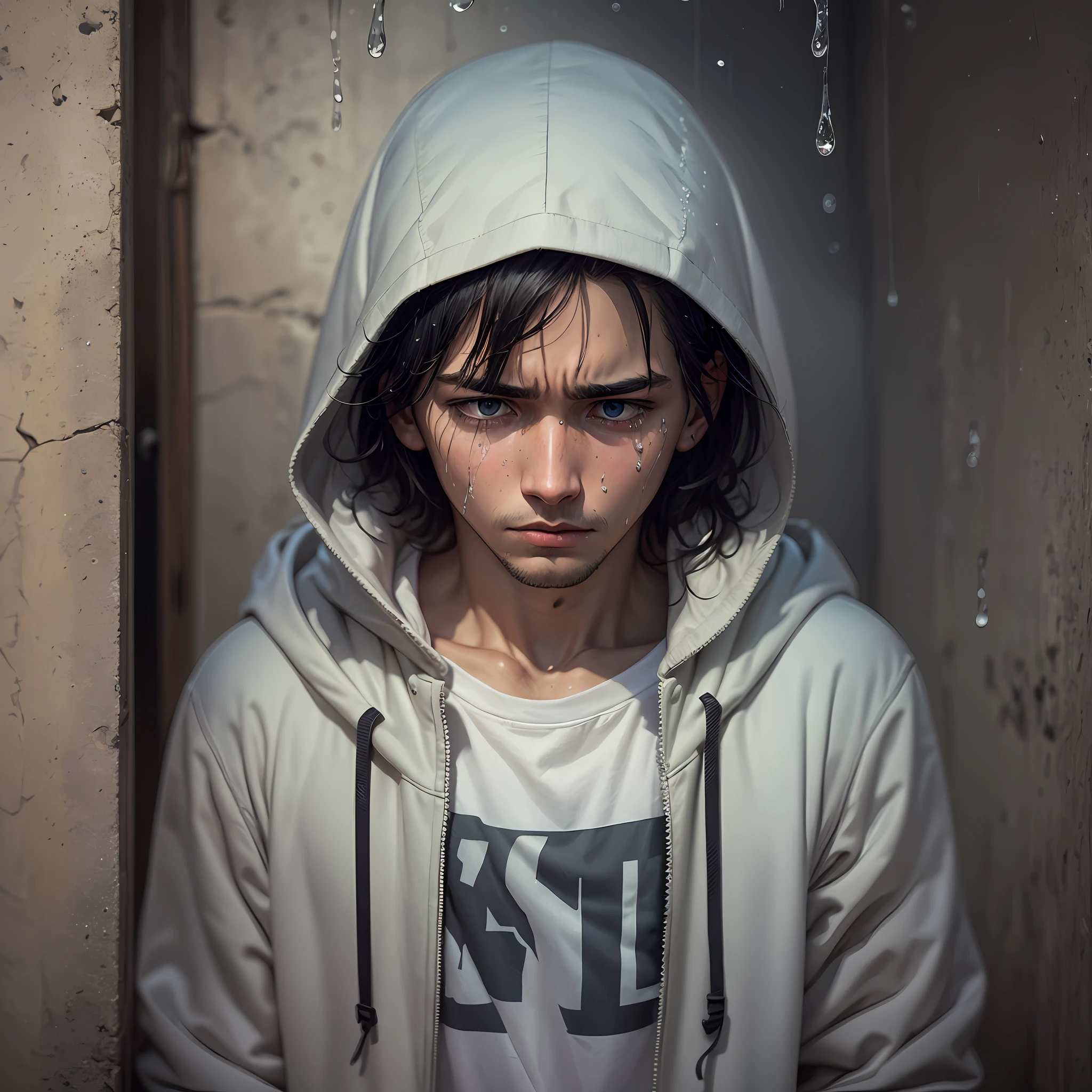 The Sad Boy in the Rain
It was a dreary, overcast day, and raindrops fell from the sky like tears from a broken heart. In the midst of this melancholic scene stood a young man, known around town as the "Sad Boy." He was always seen wearing a worn-out hoodie, his head often buried deep in the shadows of the hood. Nobody knew his real name or his story, but everyone could feel the weight of his sadness. 9:16, 8k, filmography, High definition --auto --s2