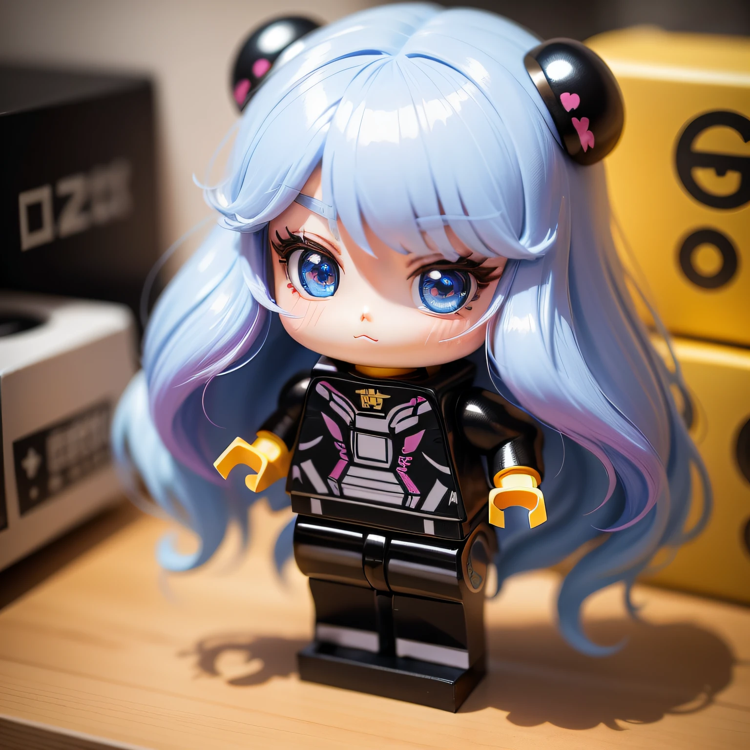 a beauty girl、super precision、accuracy、Lego、Chibi、Colorful hair、kawaii