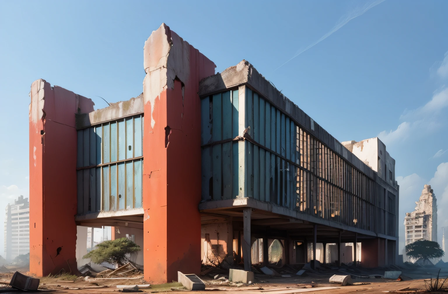 ("ruins", "abandonado", "neblina", "Post Apocalypse", "luz suave")