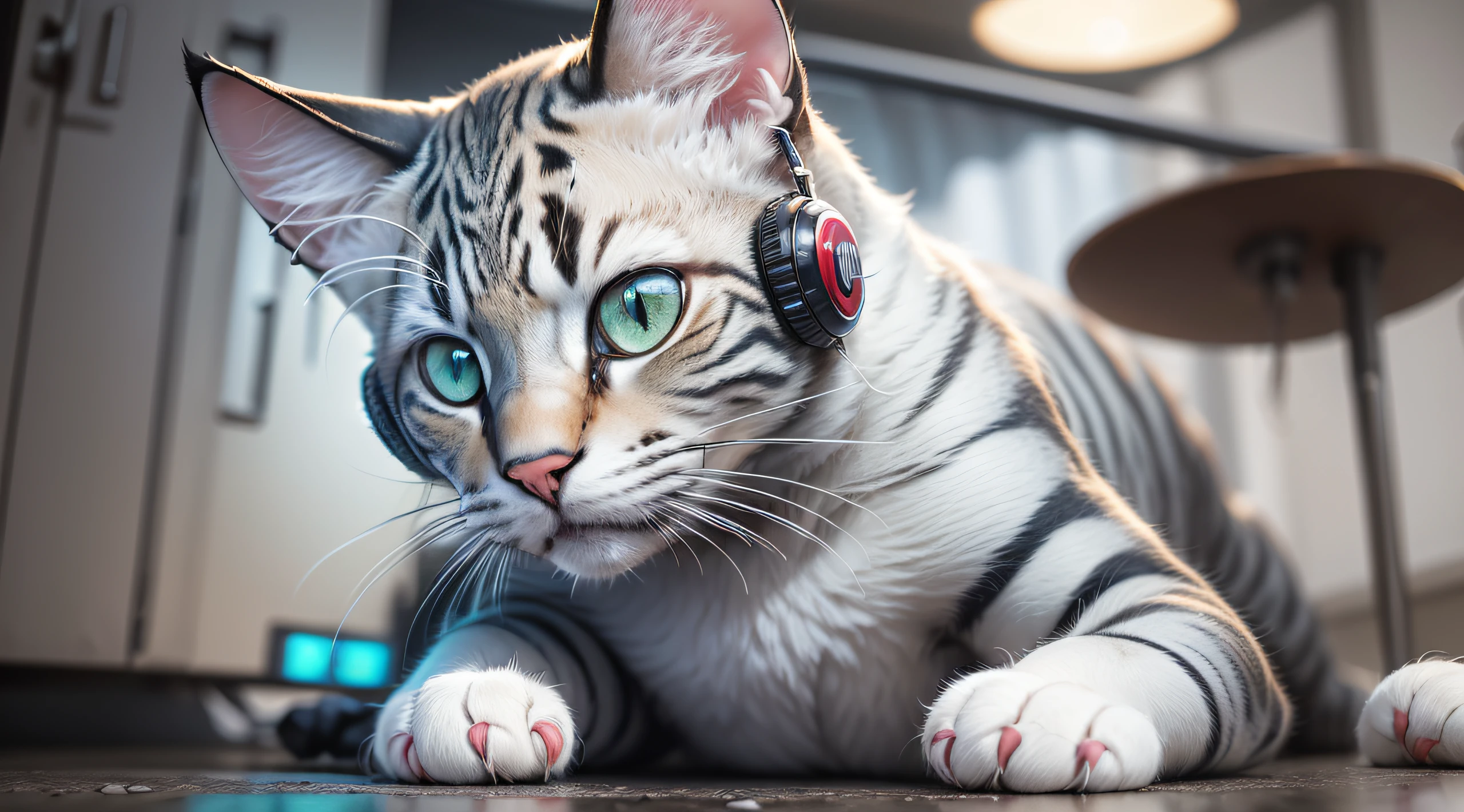 ((Um gato felino fofo e bonitinho:1.2)), ((obra prima, Foto premiada, extremamente detalhado)), de cabelos pretos, (de corpo inteiro:1.2),  ((wearing futuristic costume with intricate technological details:1.2)), ((com detalhes intrincados,  qualidade superior, Foto RAW,  8k, UHD)), em (fundo totalmente branco:1.5), (fotorrealista:1.2), (Olhar de tristeza:1.2).