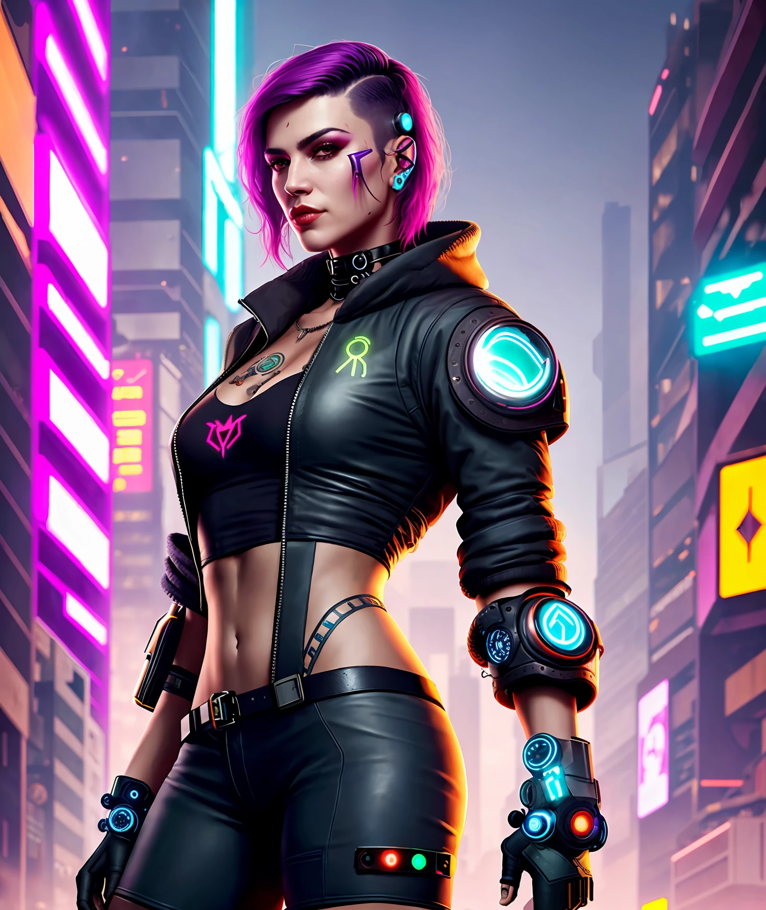 Personagem cyberpunk pelada