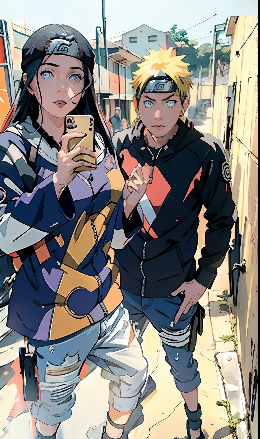 Naruto Uzumaki e Hinata Hyuga, There's a man and a woman taking a selfie in a hallway, Lovely couple, Directed by: Nandor Soldier, imagem de perfil, selfie apaixonada, par, 👅 👅, foto de perfil, Fotografia tirada em 2 0 2 0, pose de casal, Casal feliz, Carregado, Foto tirada em 2018, foto do perfil