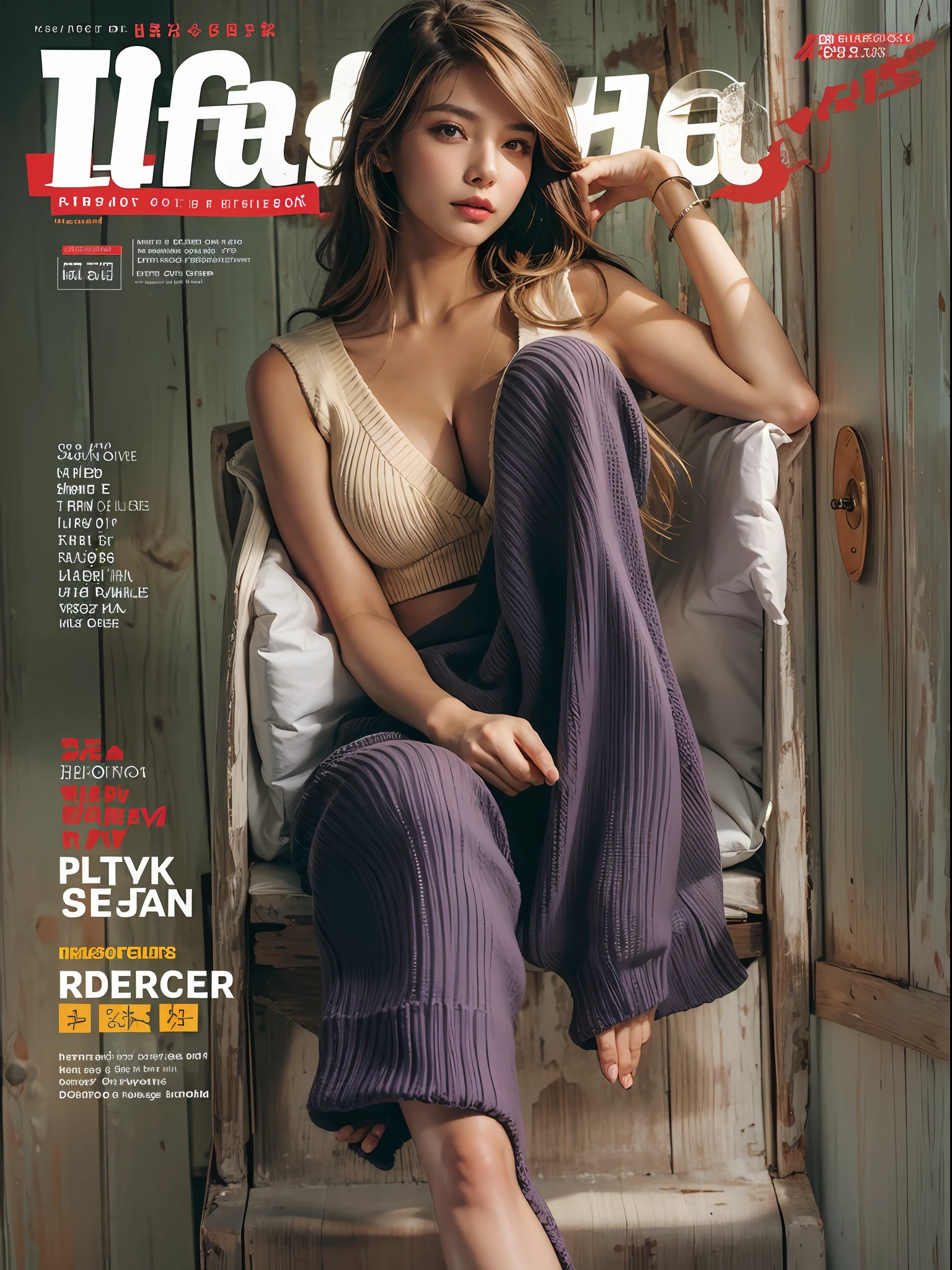 MagazineCover,virginKillerSweater, Side Chest, (Sleeveless:1.2), cleavage_Cutout