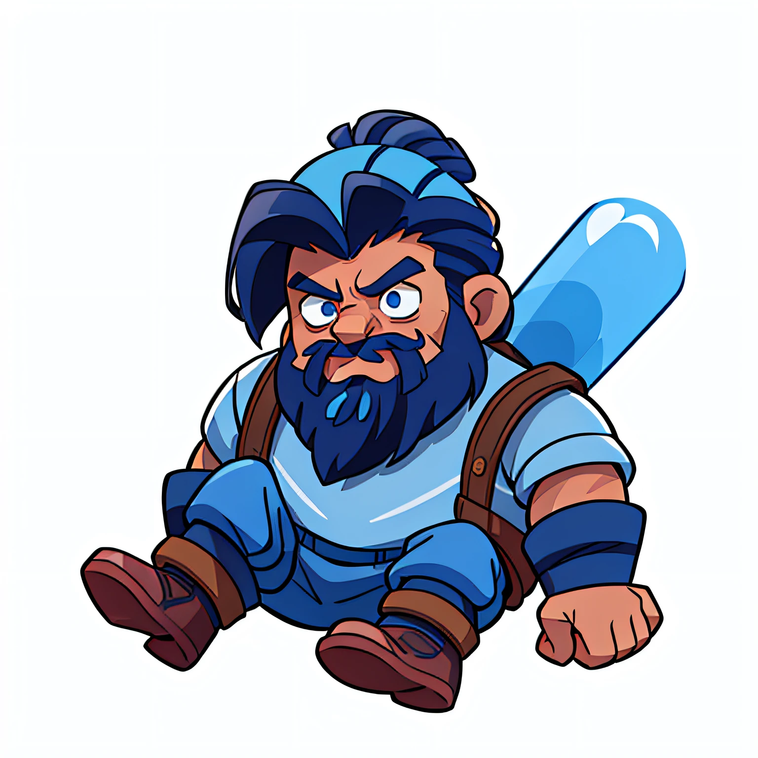 ((best quality, masterpiece)), ((style-swirlmagic):0.05), dramatic,((blue_hairstyle):1.3) , ((a dwarf):1.3), power pose, ((barbarian):1.1),armor,holding a gun,tattoo,((bald)),muscular, angry,open mouth,((blue facial hair):1.1),outdoor,((medieval, white background):1.2),logo