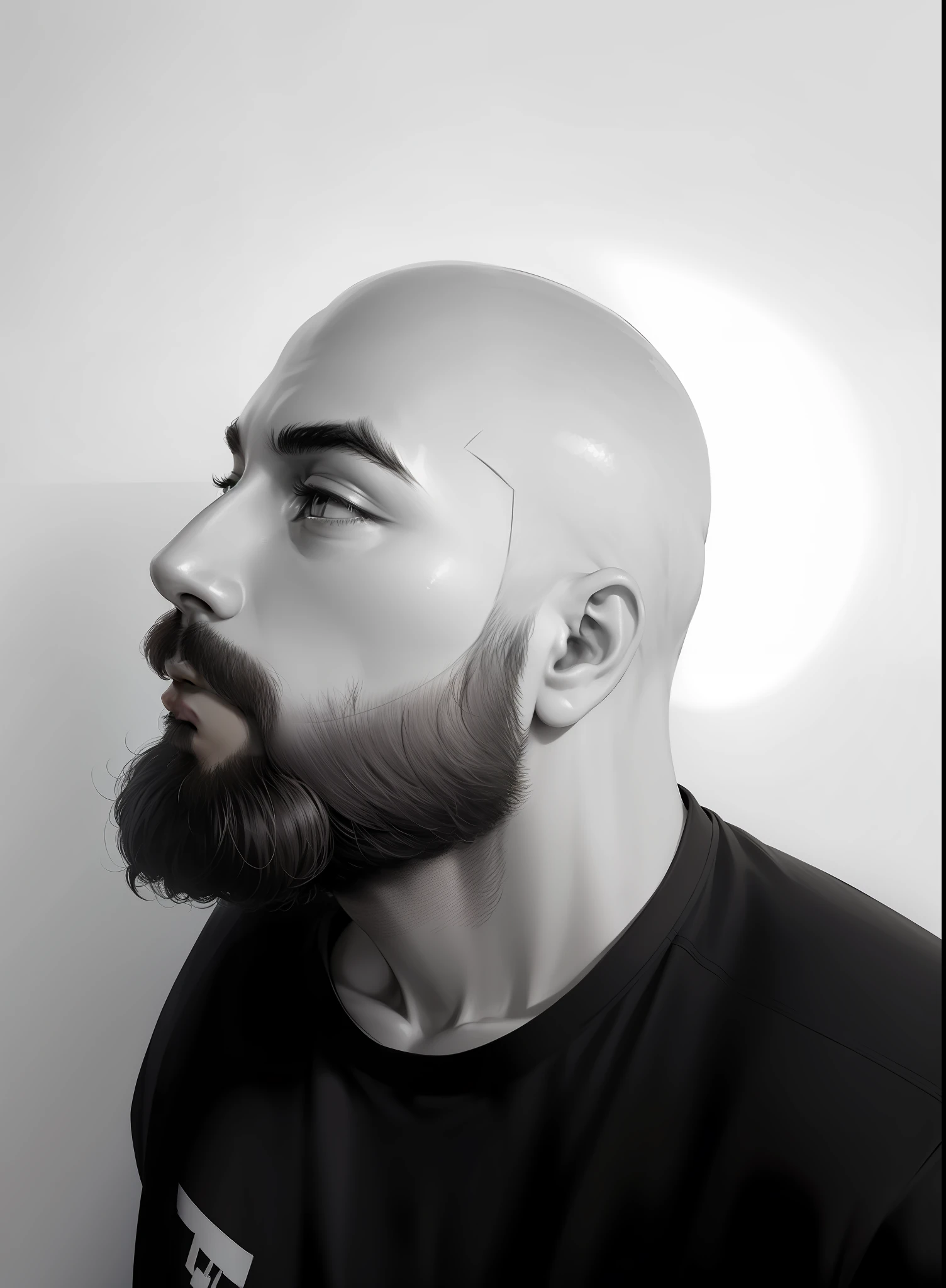 short hair style on head, dont touch beard hair
