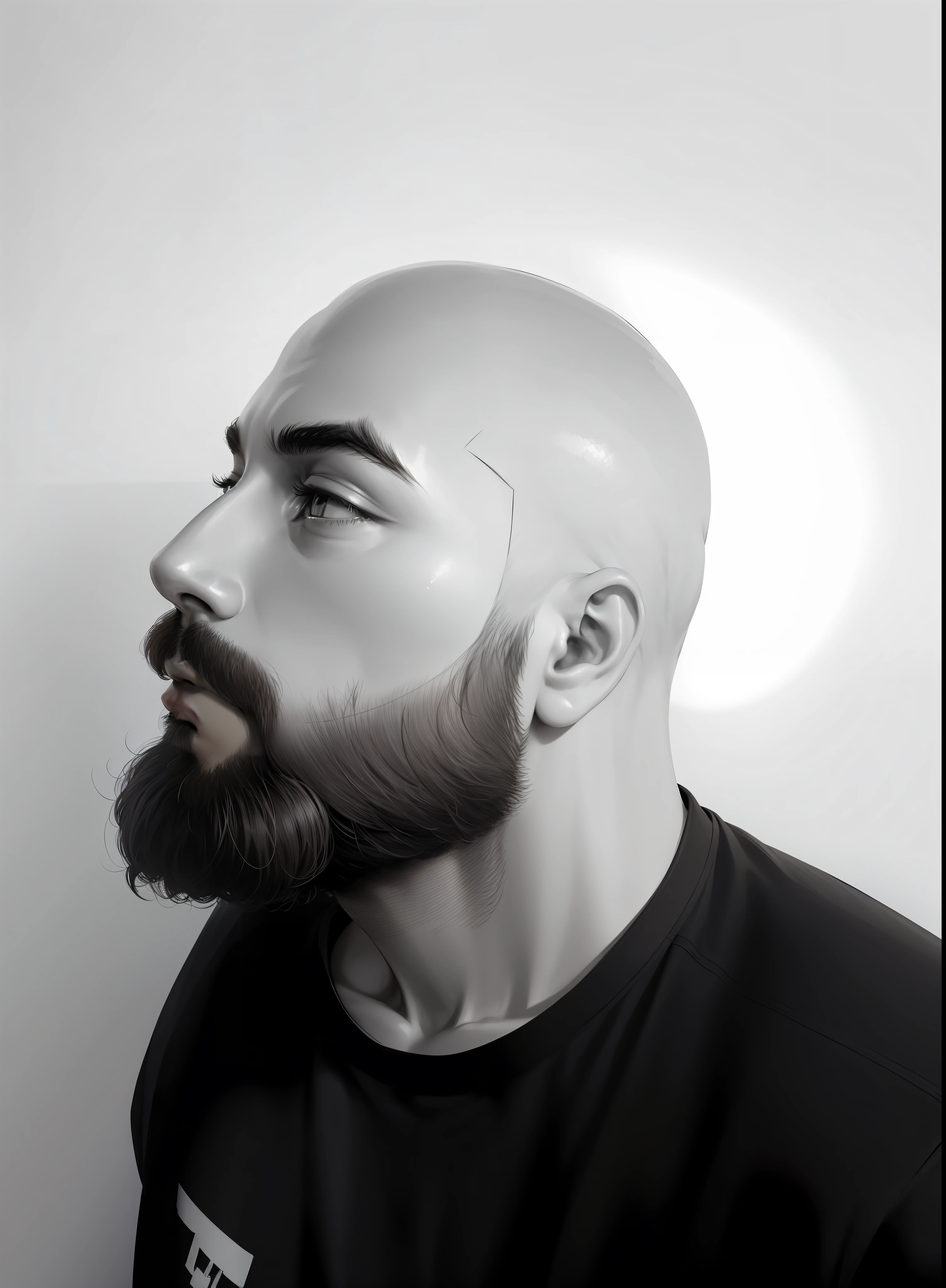 short hair style on head, dont touch beard hair